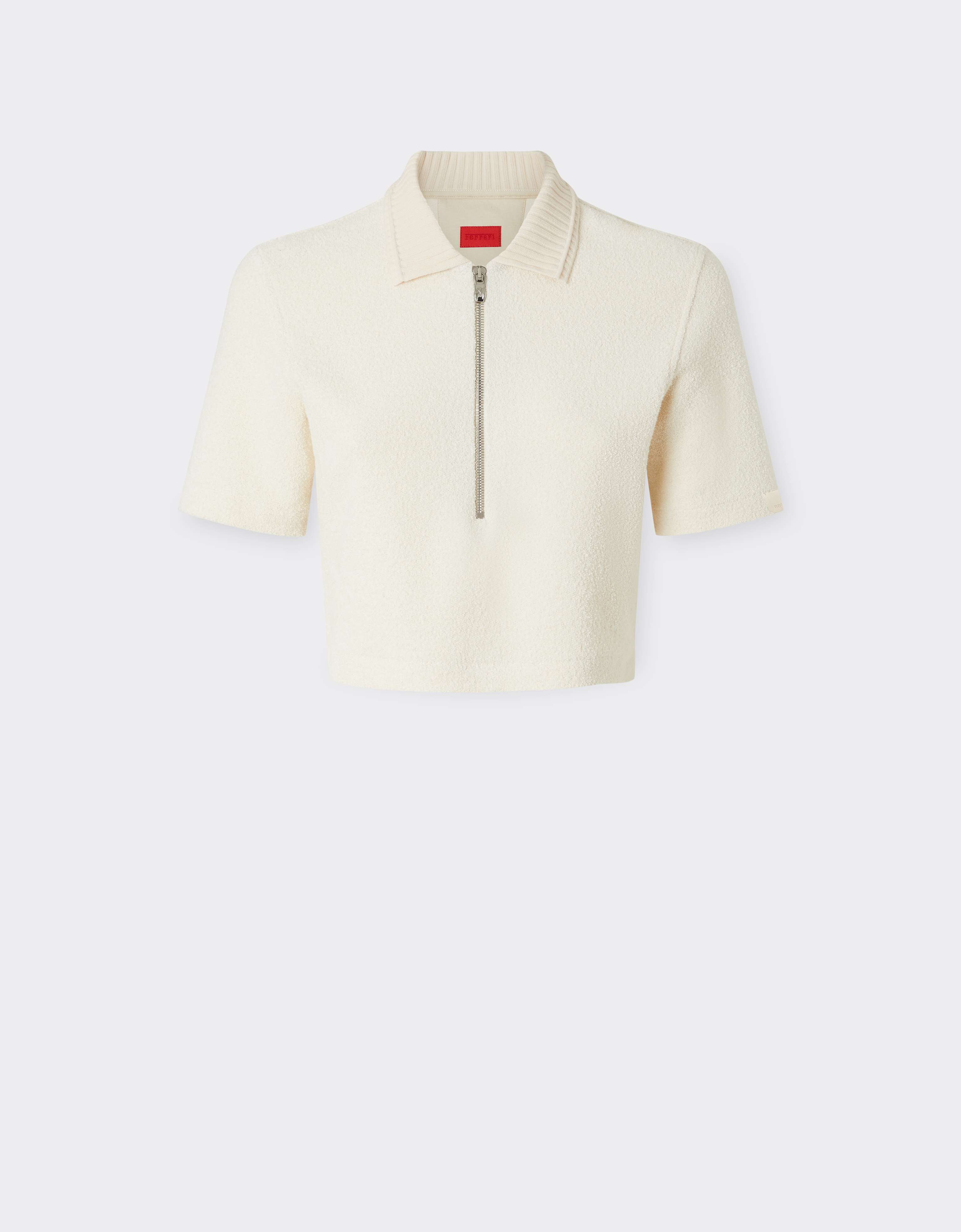 Ferrari Cotton-blend Bouclé Terry Polo Shirt In White