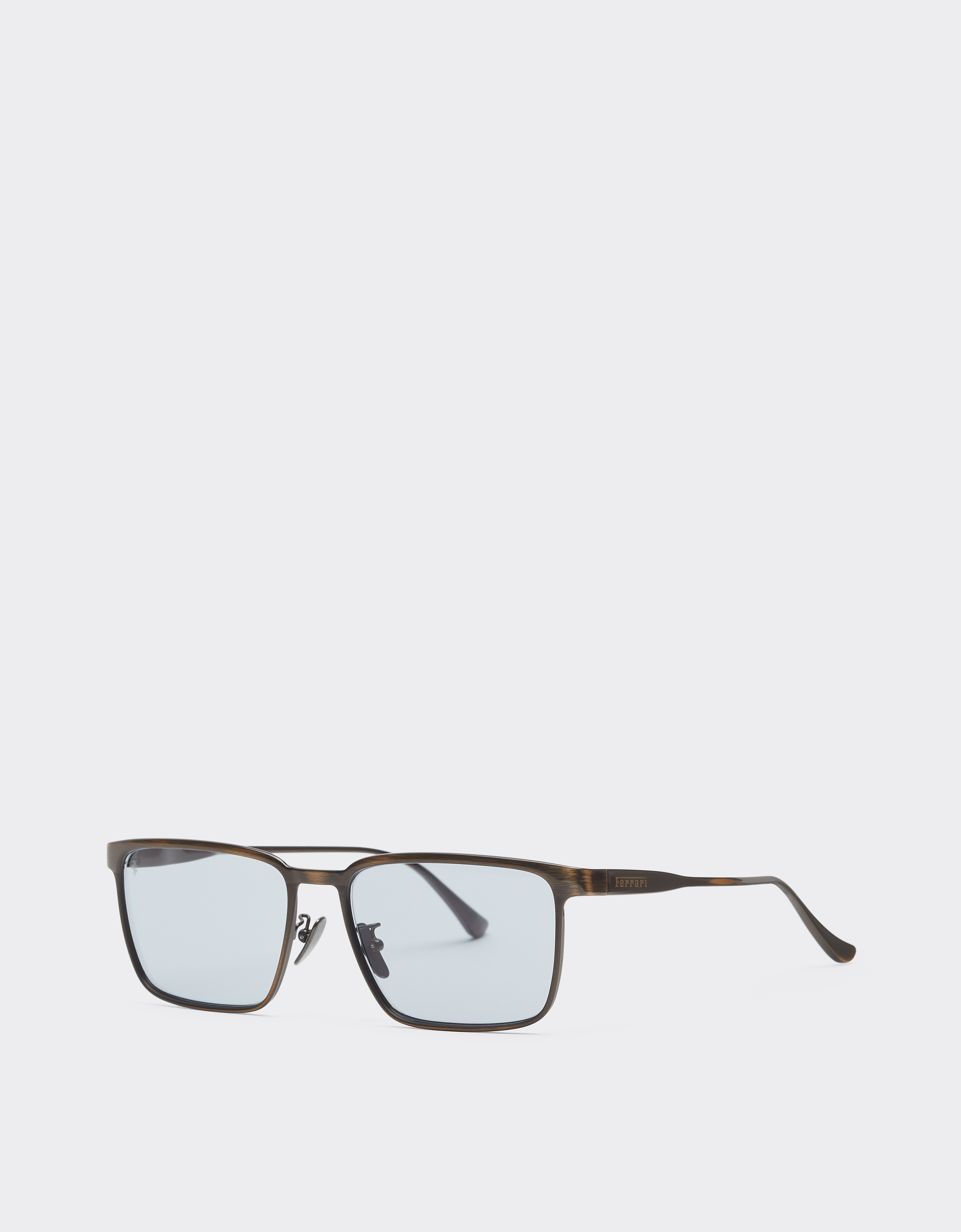  Ferrari Ferrari-sonnenbrille Aus  Gebürstetem Grauem/braunemmetall  Mit Hellgrauen Kristallgläsern - Male Sonnenbrillen Grey Os 