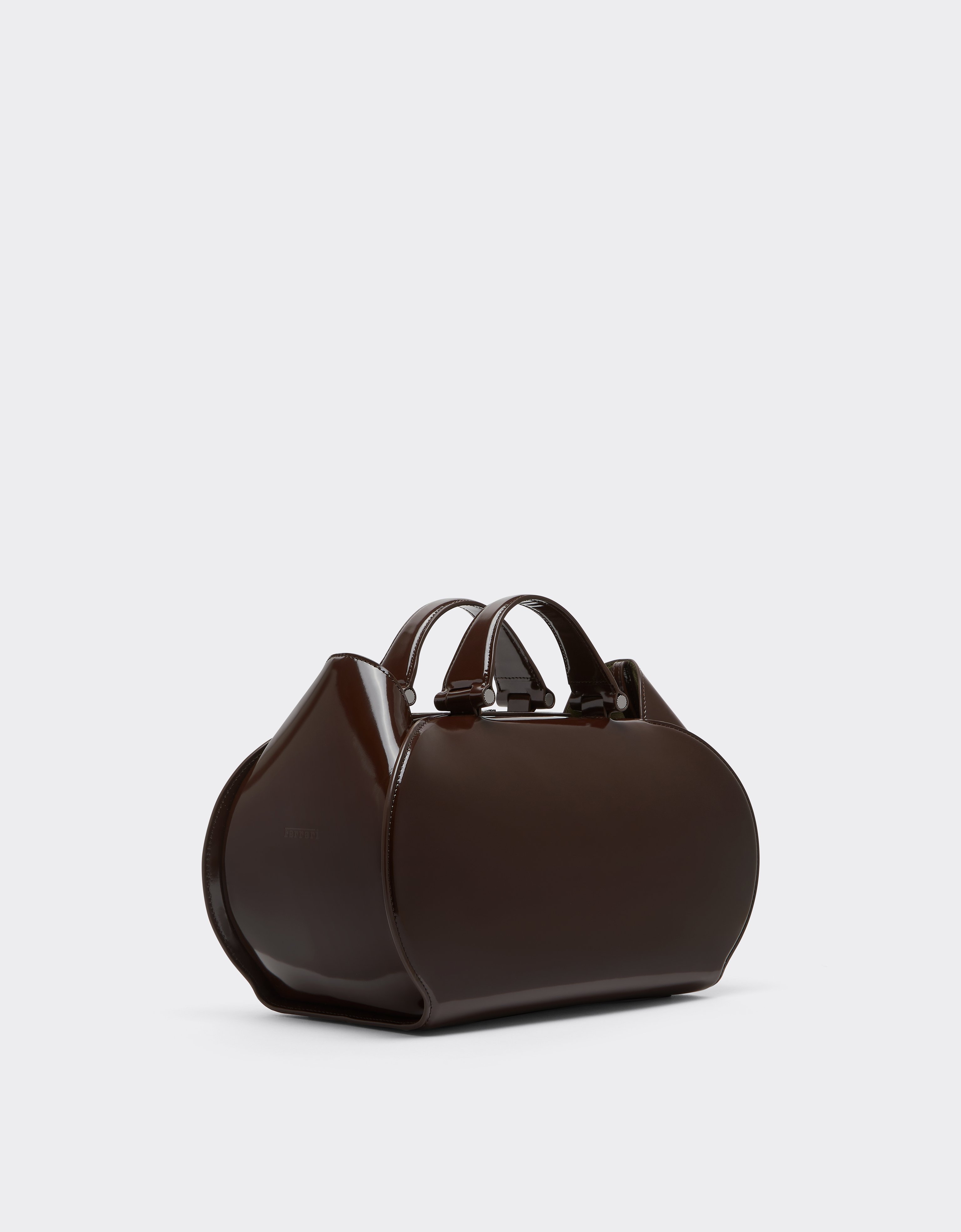 Ferrari Dino Bowling Bag In Shiny Leather In Brown