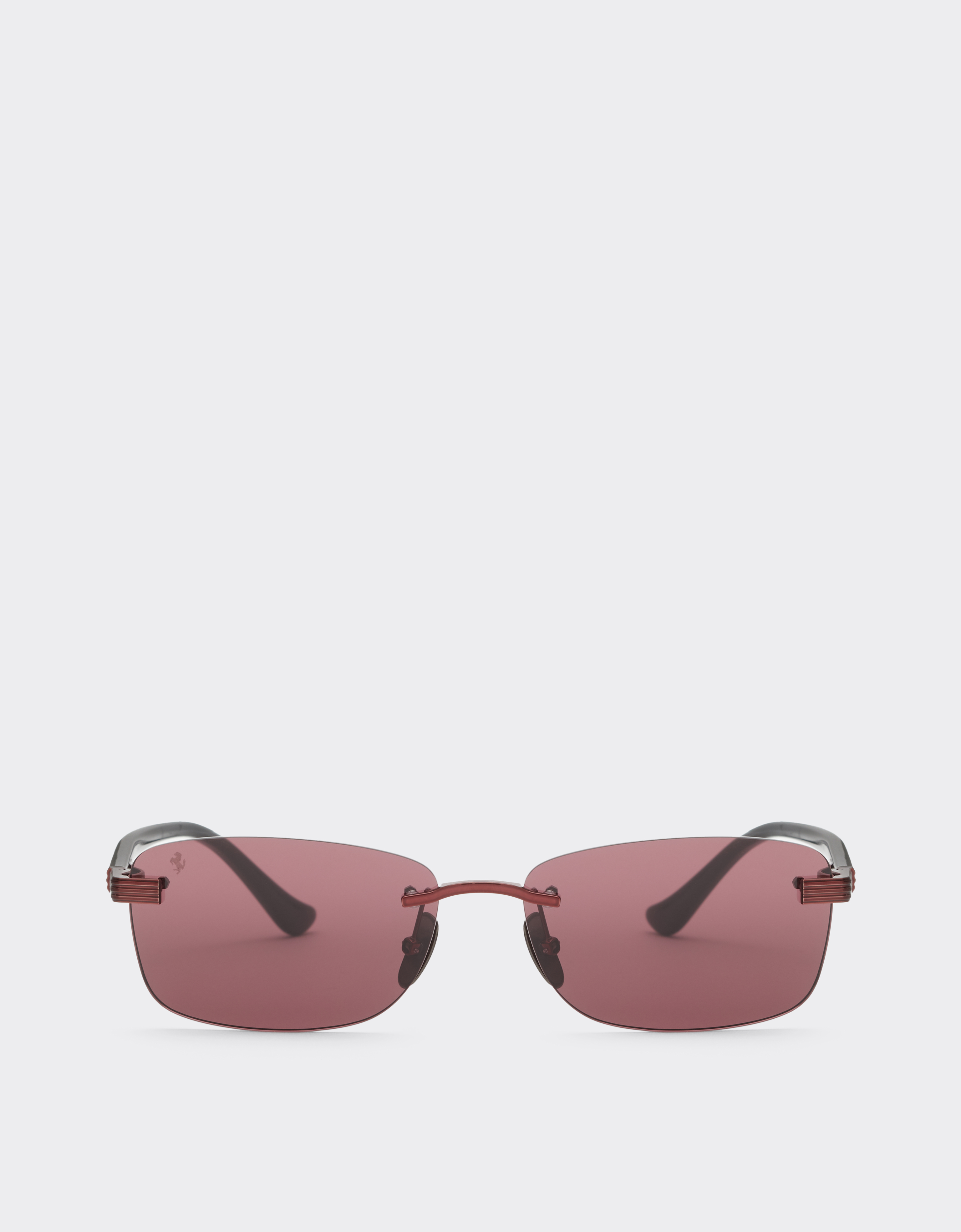 Ferrari Unisex Rosso Scuro Sunglasses In Shiny Red Titanium And Acetate With Exclusive Contrast Pro™ Burgundy Lenses - Sunglasses Os