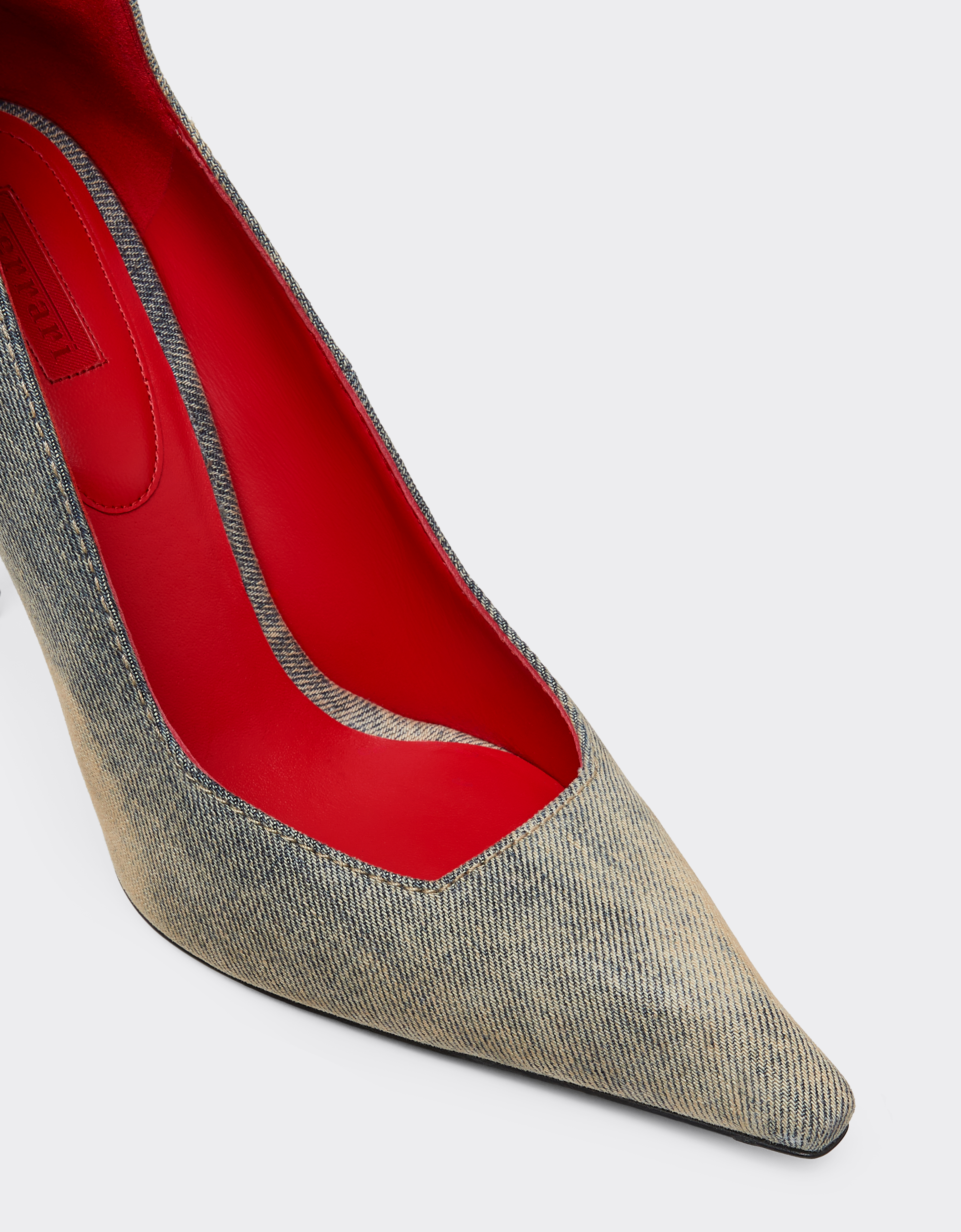 Ferrari Stone-washed Denim Pumps In Gray