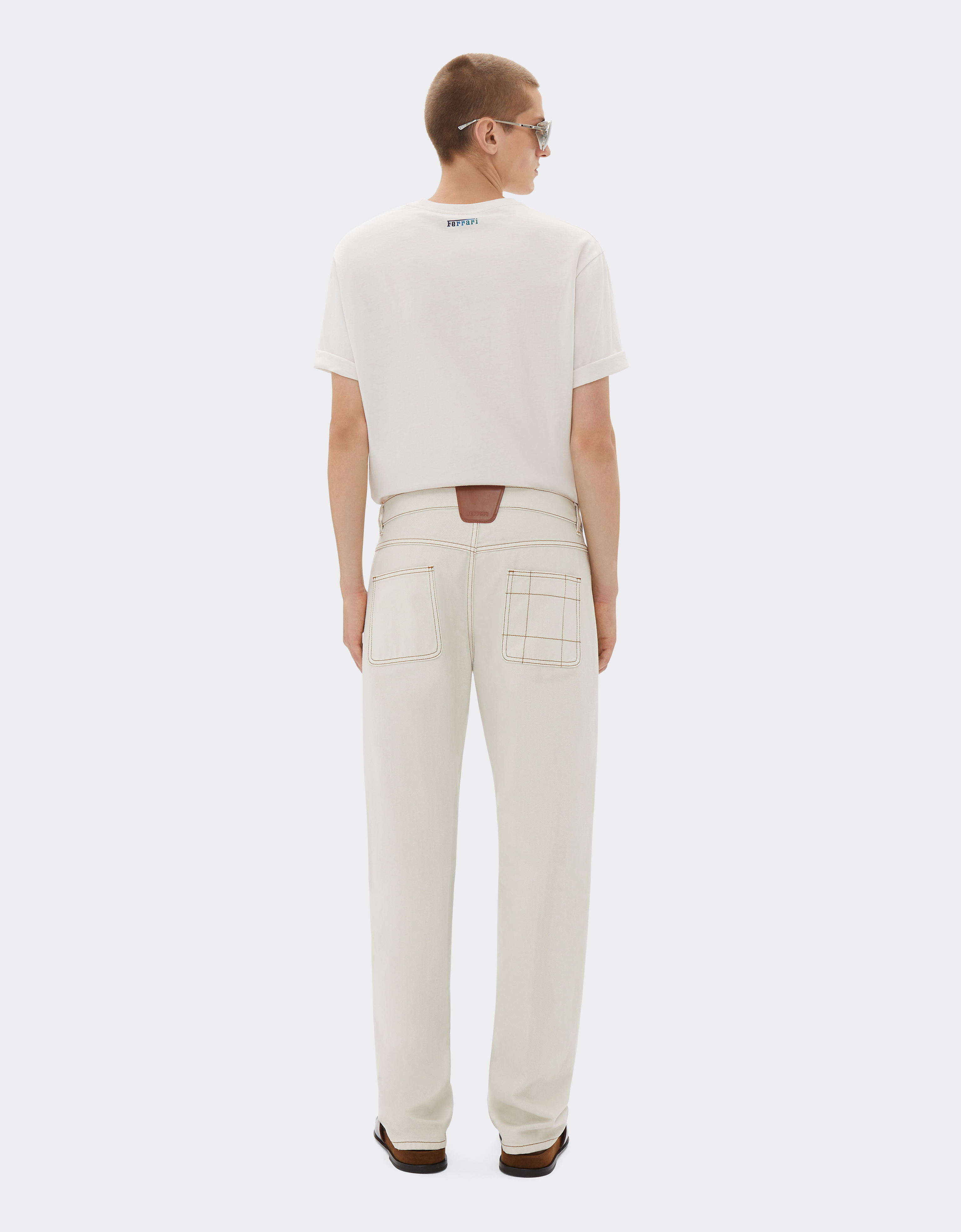 Ferrari Five-pocket Denim Trousers In Ecru