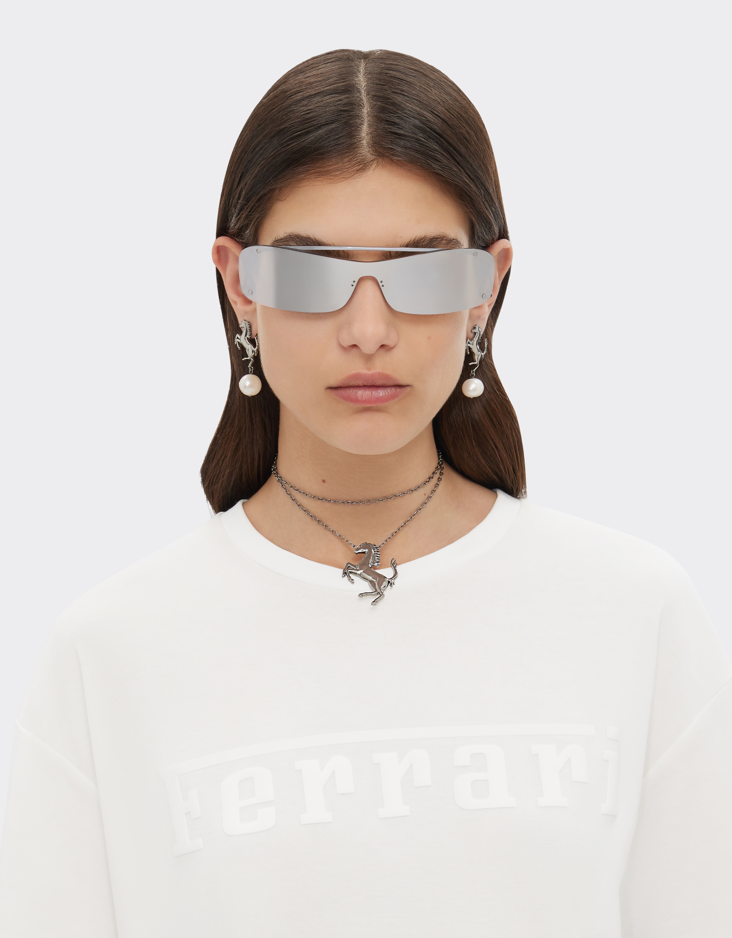 Shop Ferrari Cotton T-shirt With  Logo In Optical White
