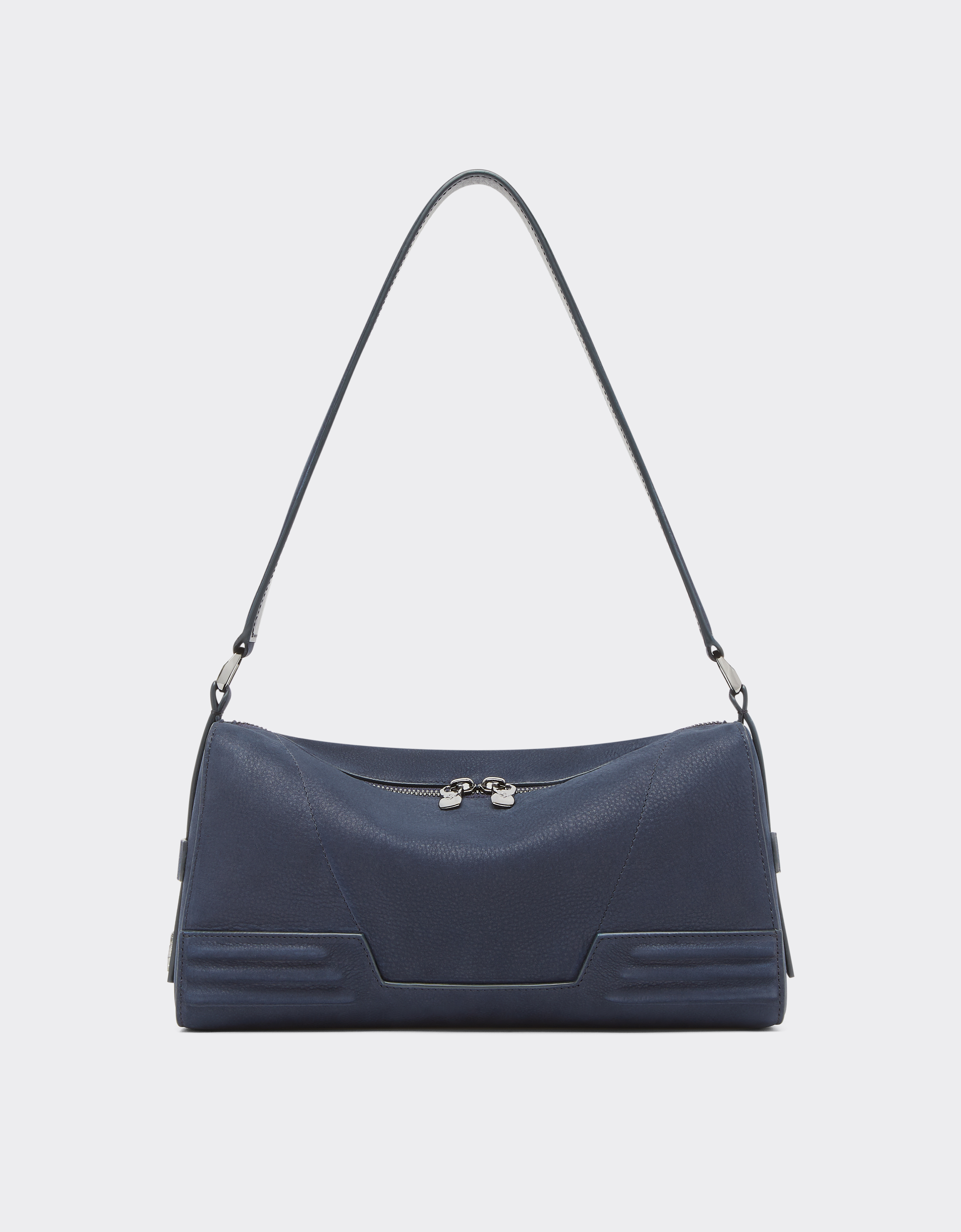 Ferrari Gt Soft Shoulder Bag In Nubuck Leather In Navy