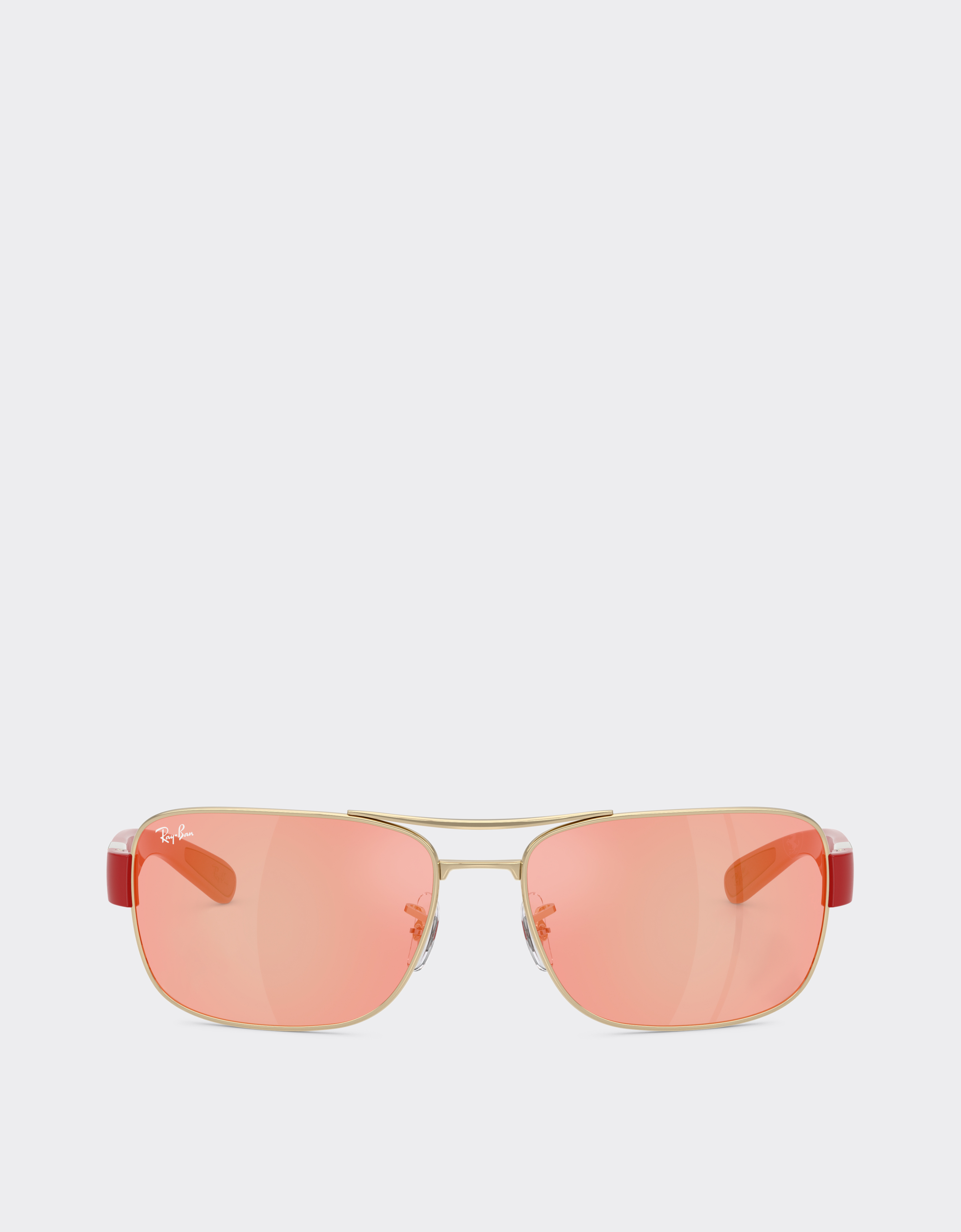Ferrari Ray-ban For Scuderia Rb3763m In Silver-tone Metal And Red Plastic With Red/yellow Mi