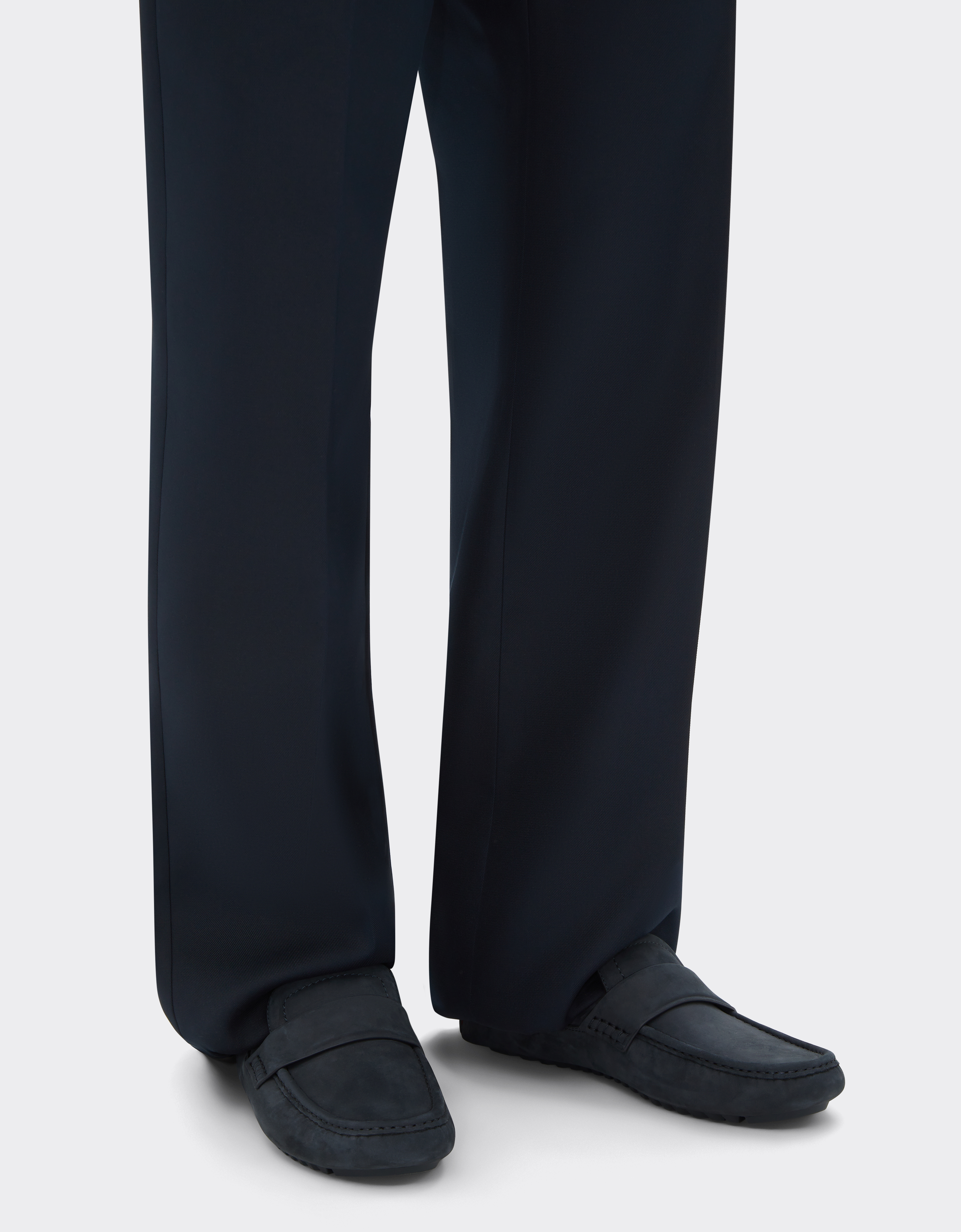 Ferrari Driver Loafers In Nubuck Leather In Navy
