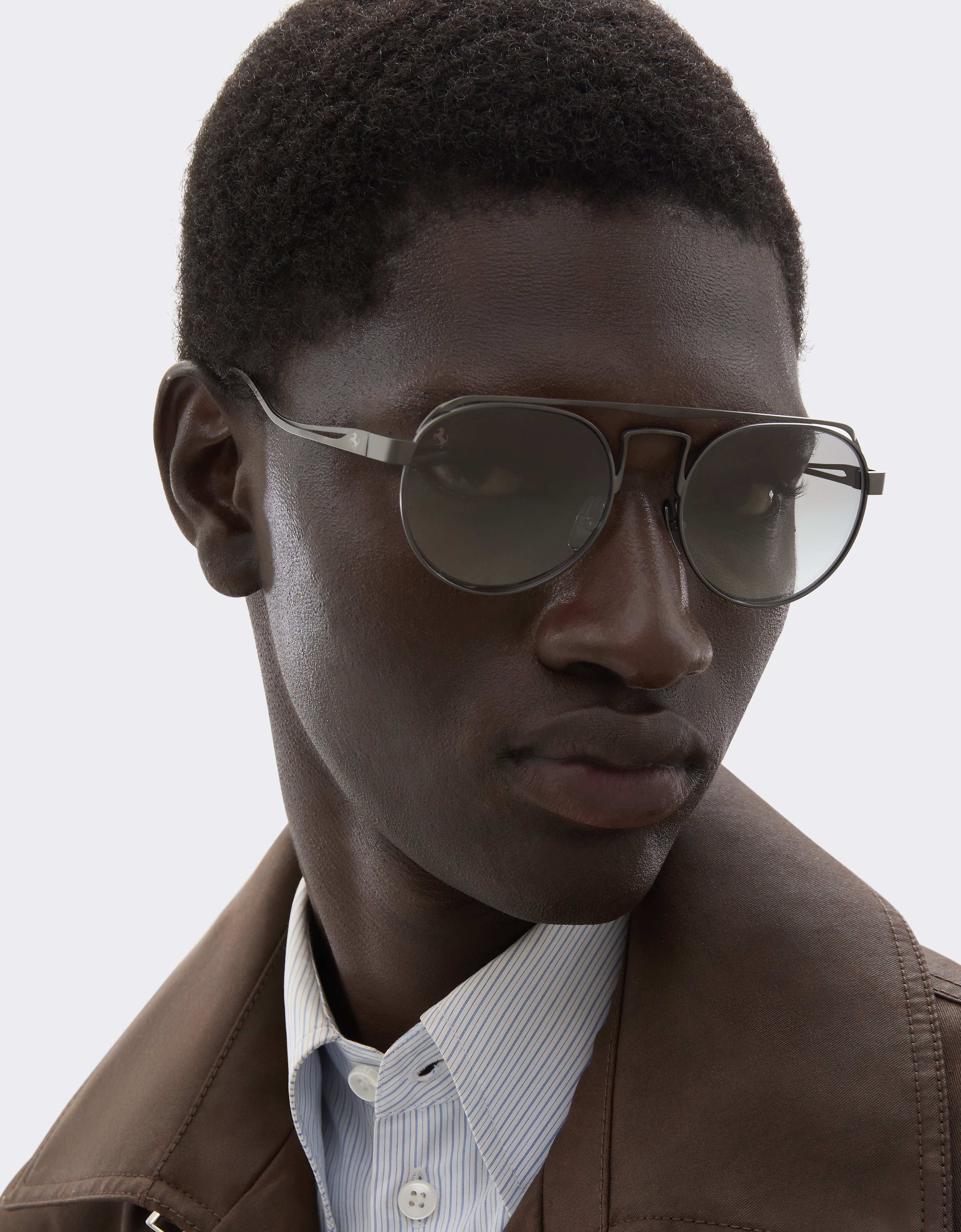 Ferrari Sunglasses In Matte Gunmetaltitanium With Silver Mirrored Lenses In Gray