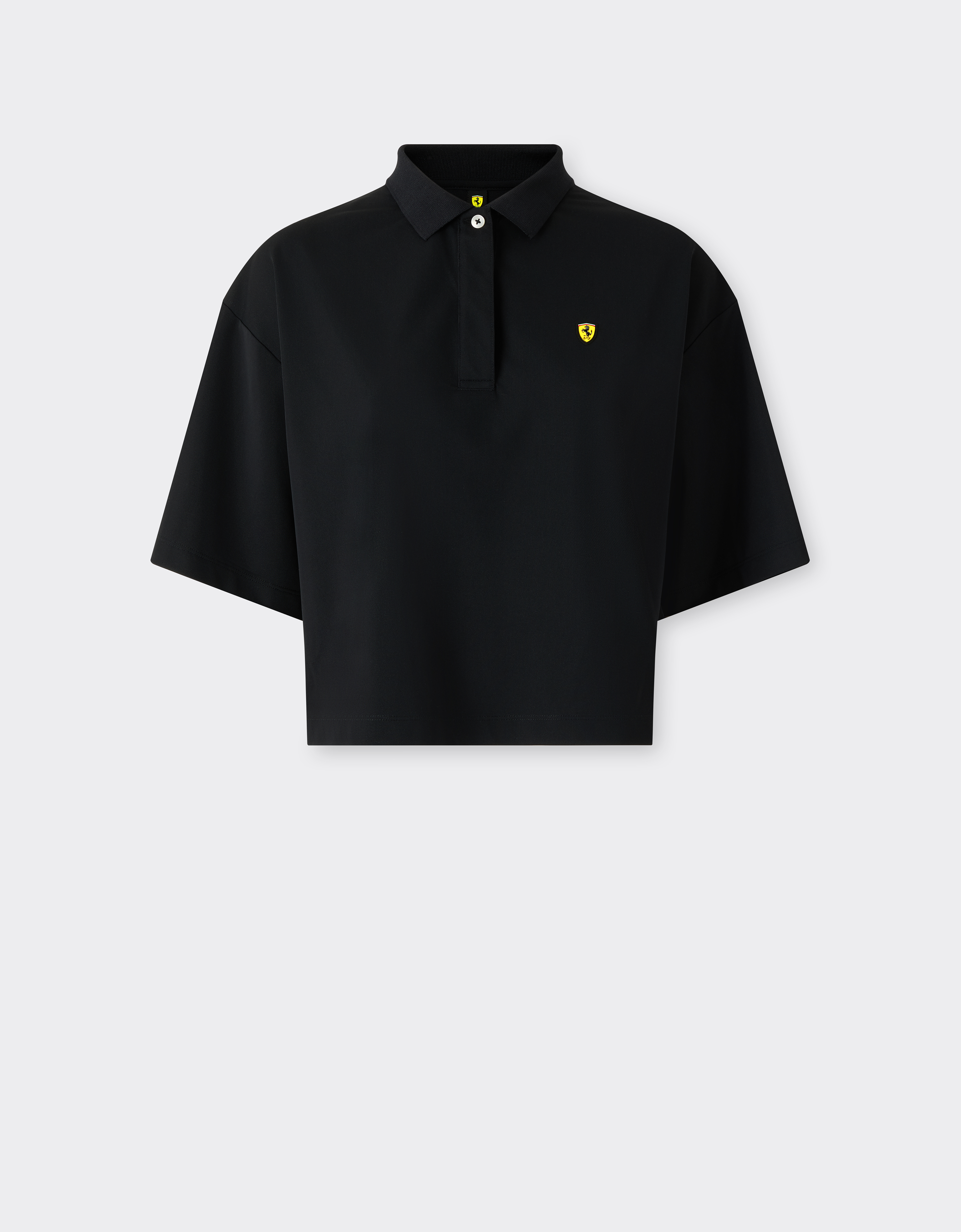 Ferrari Women's Nero Polo Shirt With Scuderia Graphic - M