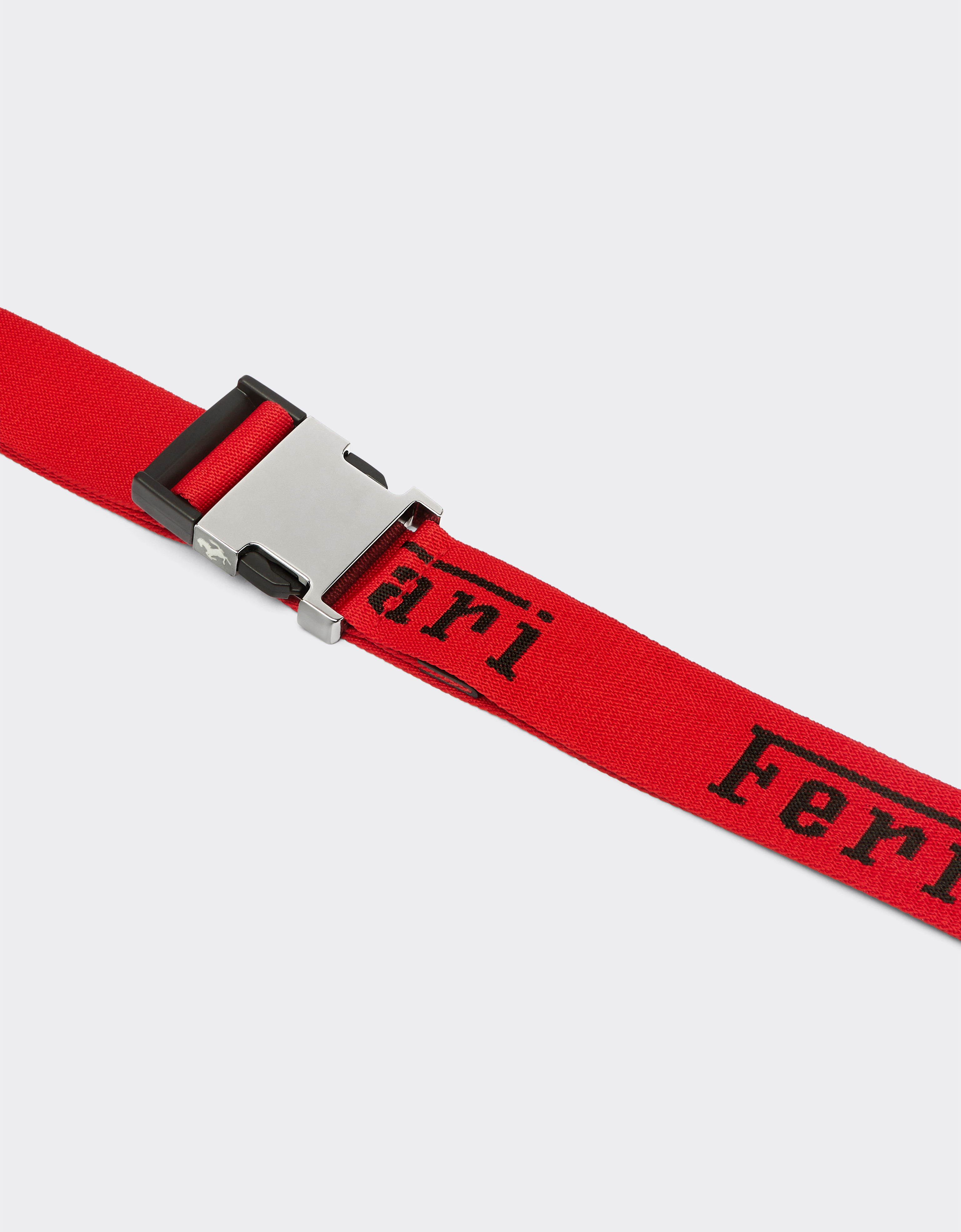 Ferrari Jacquard Belt With Logo In Rosso Corsa