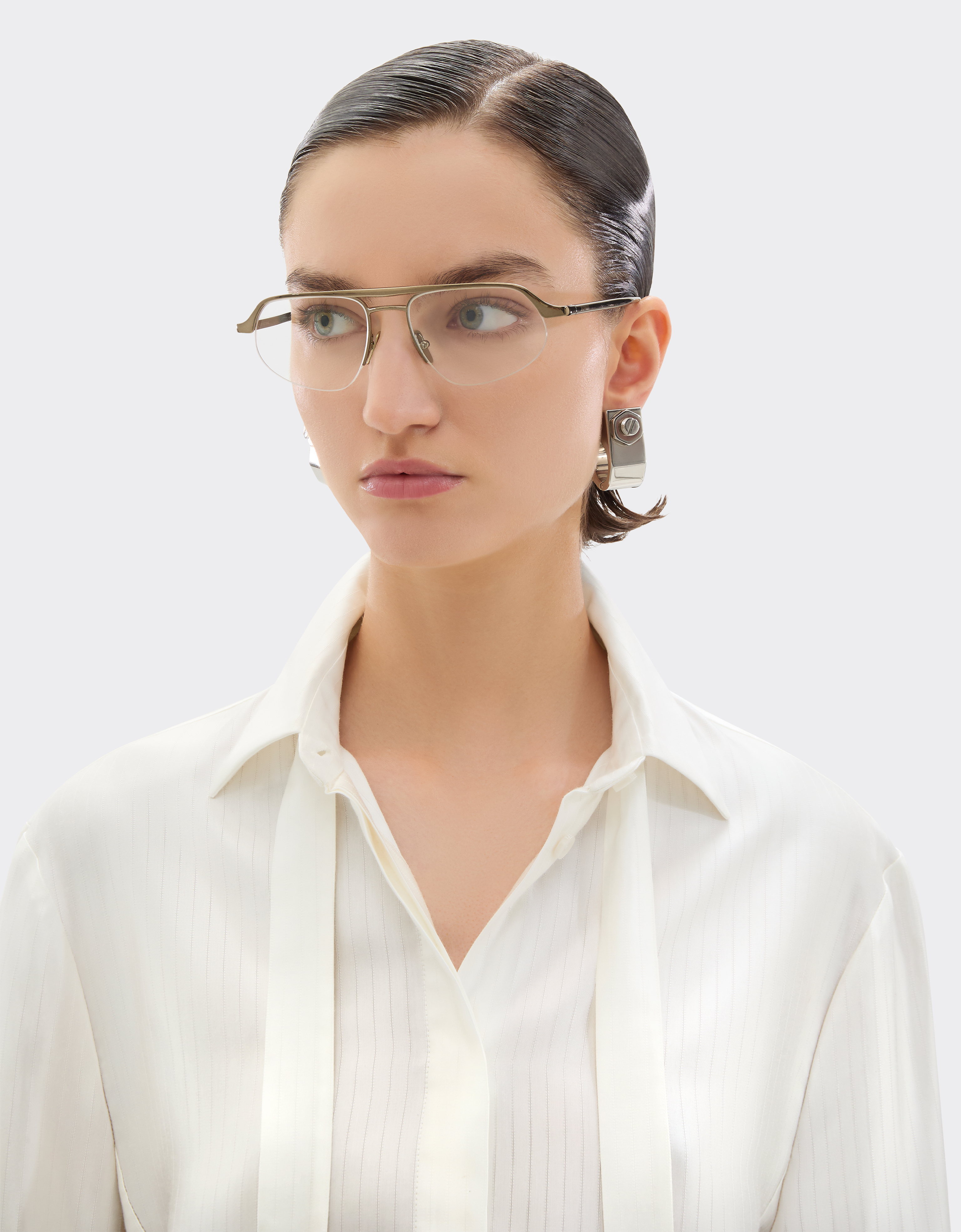 Ferrari Satin Shirt With Micro-stripe Pattern In White