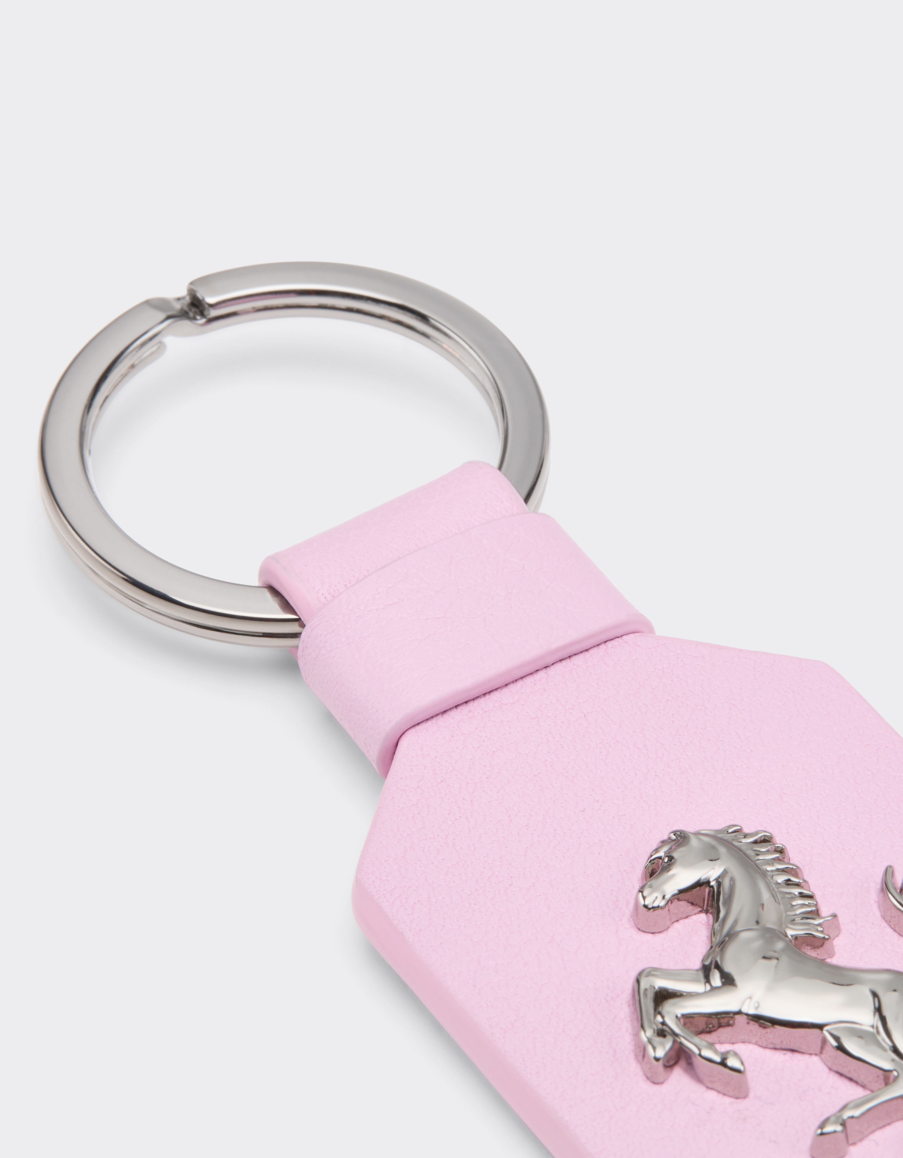 Ferrari Leather Keychain With Prancing Horse In Purple