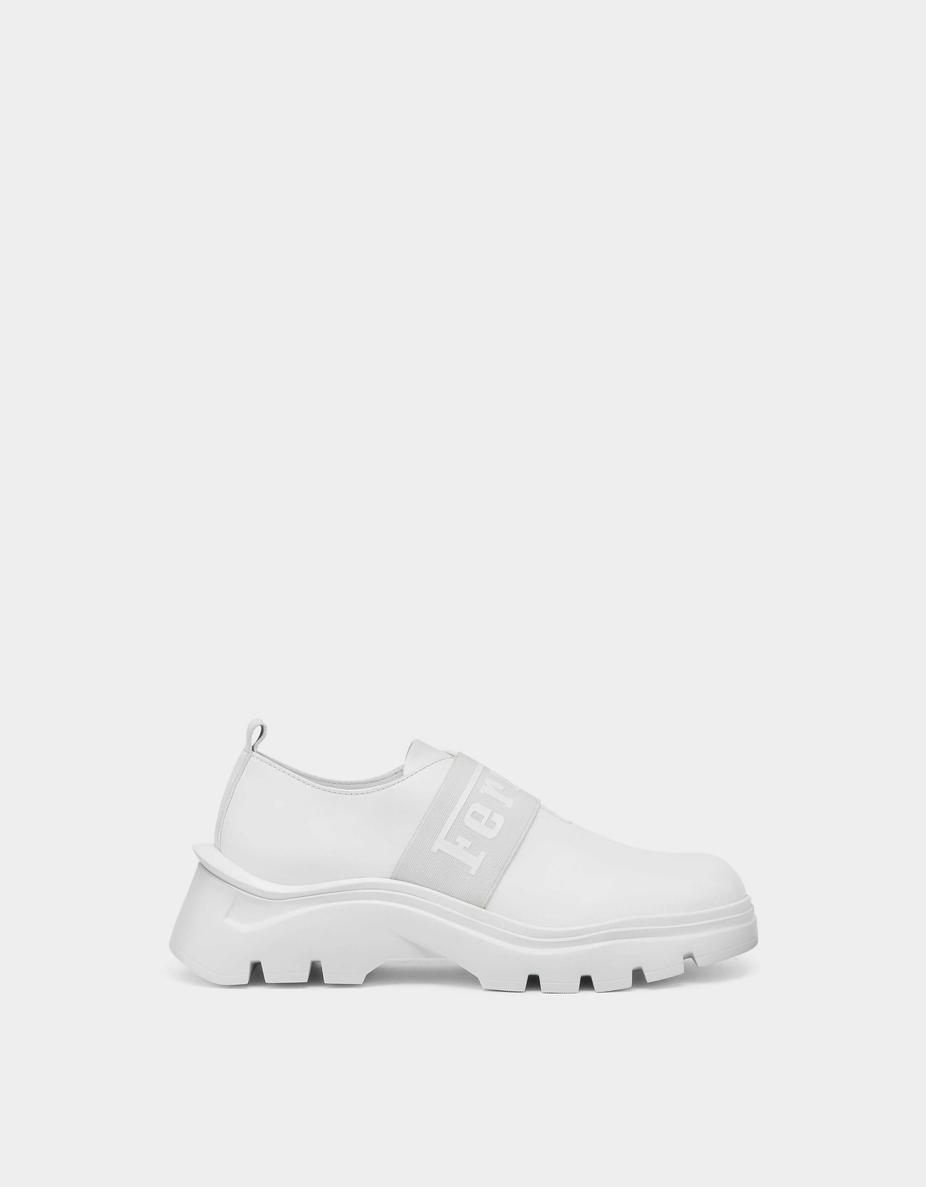 Shop Ferrari Leather Trainers With  Rubber Tape In Optical White