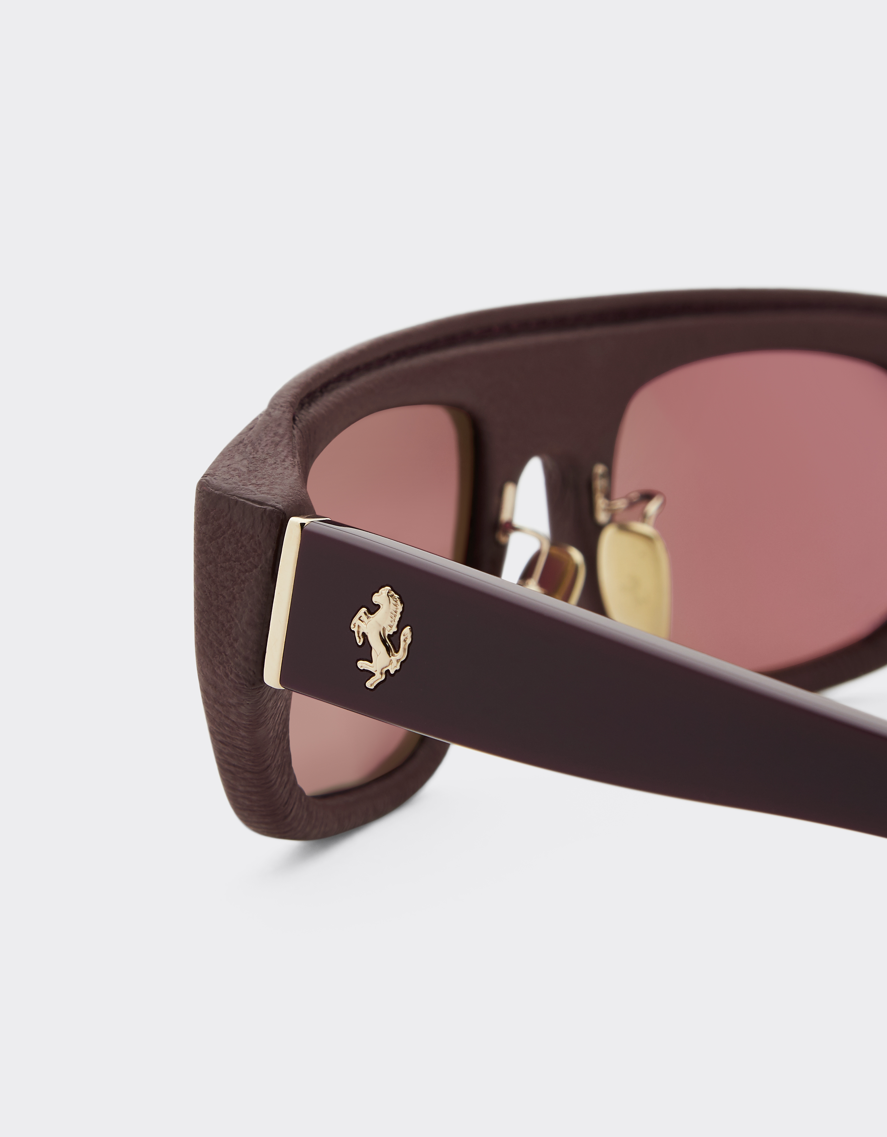 FERRARI FERRARI BROWN FERRARI SUNGLASSES IN ACETATE AND LEATHER WITH EXCLUSIVE CONTRAST PRO™ LENSES 