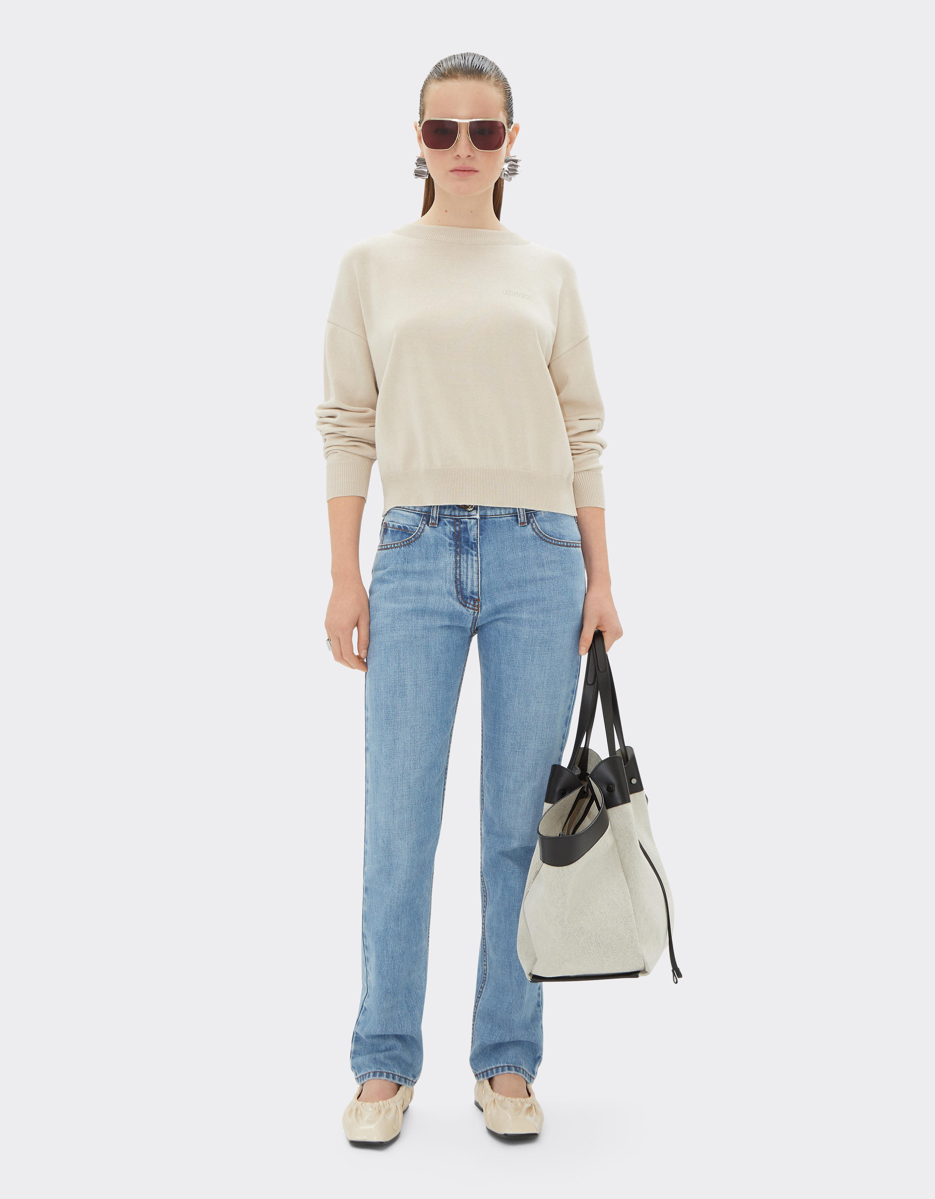  Ferrari Langärmliges Hemd Aus Baumwolle Und Seide - Female Sweatshirts & Strickwaren Ecru 42 