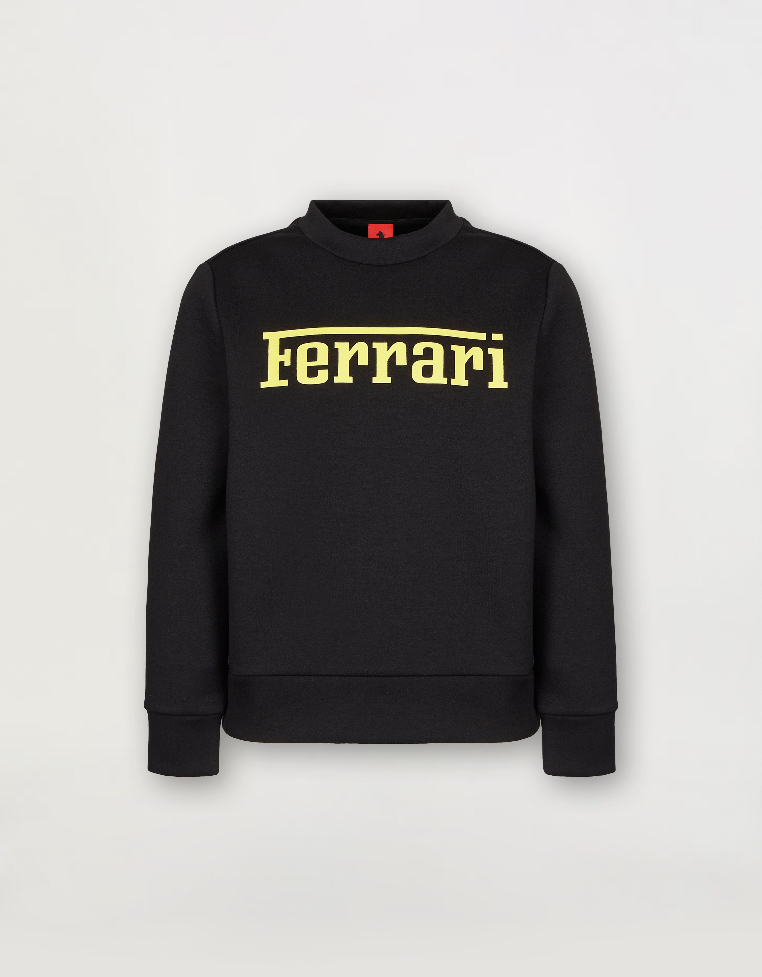 Ferrari Children's Sweatshirt In Recycled Scuba Fabric With Large Logo In Black