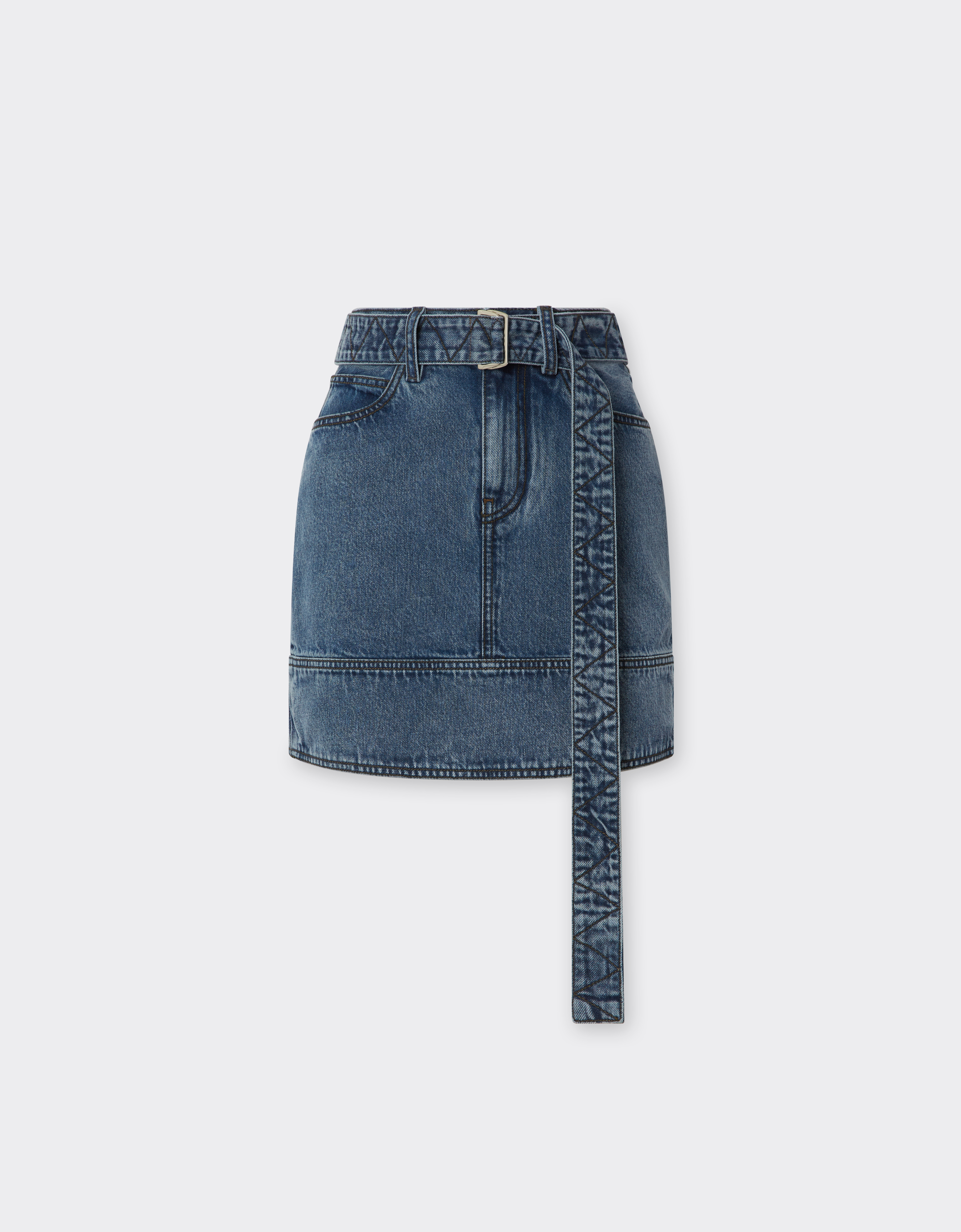 Denim mini skirt in Denim for Women | Ferrari®