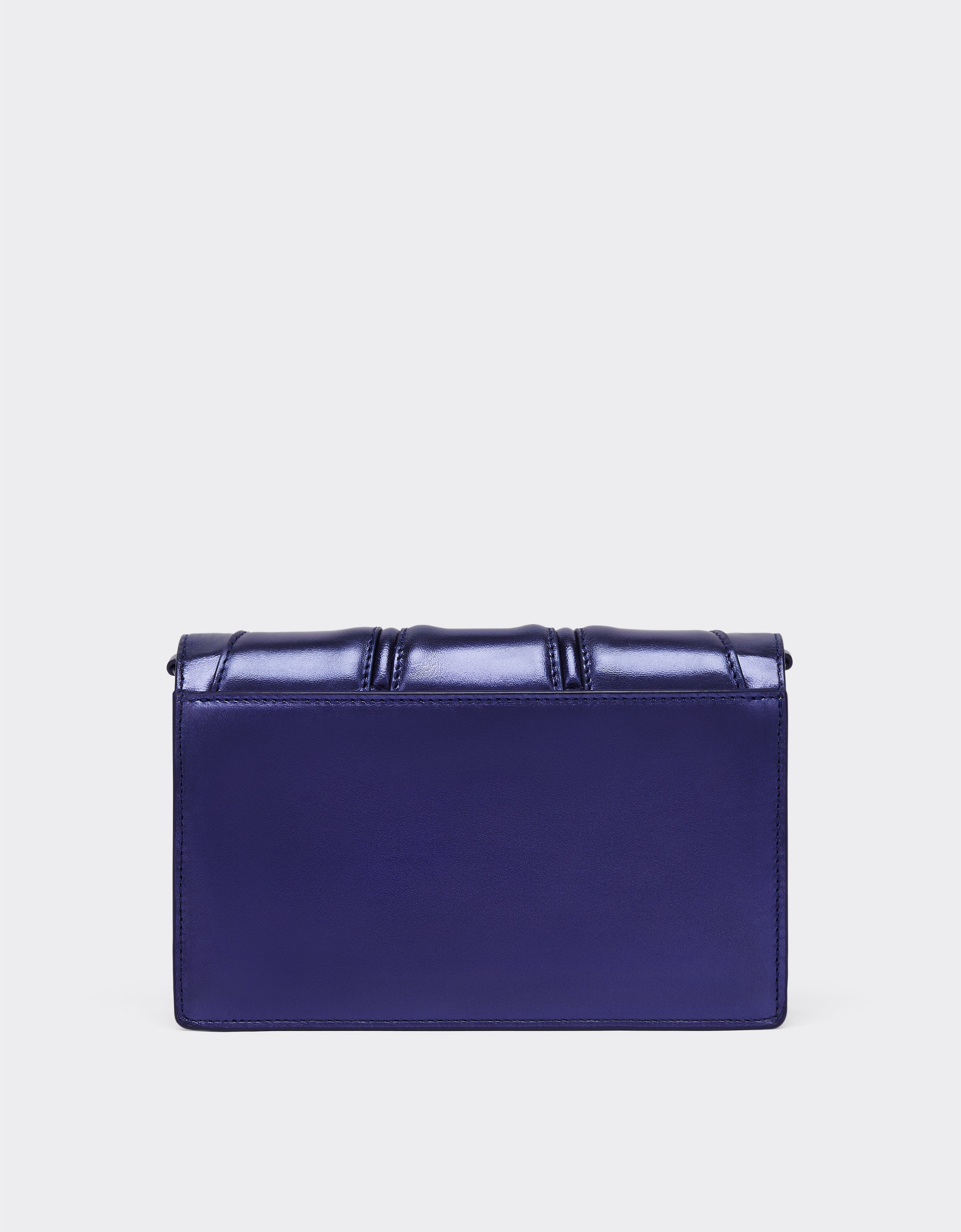 Shop Ferrari Gt Bag In Laminated Leather With Chain In Antique Blue