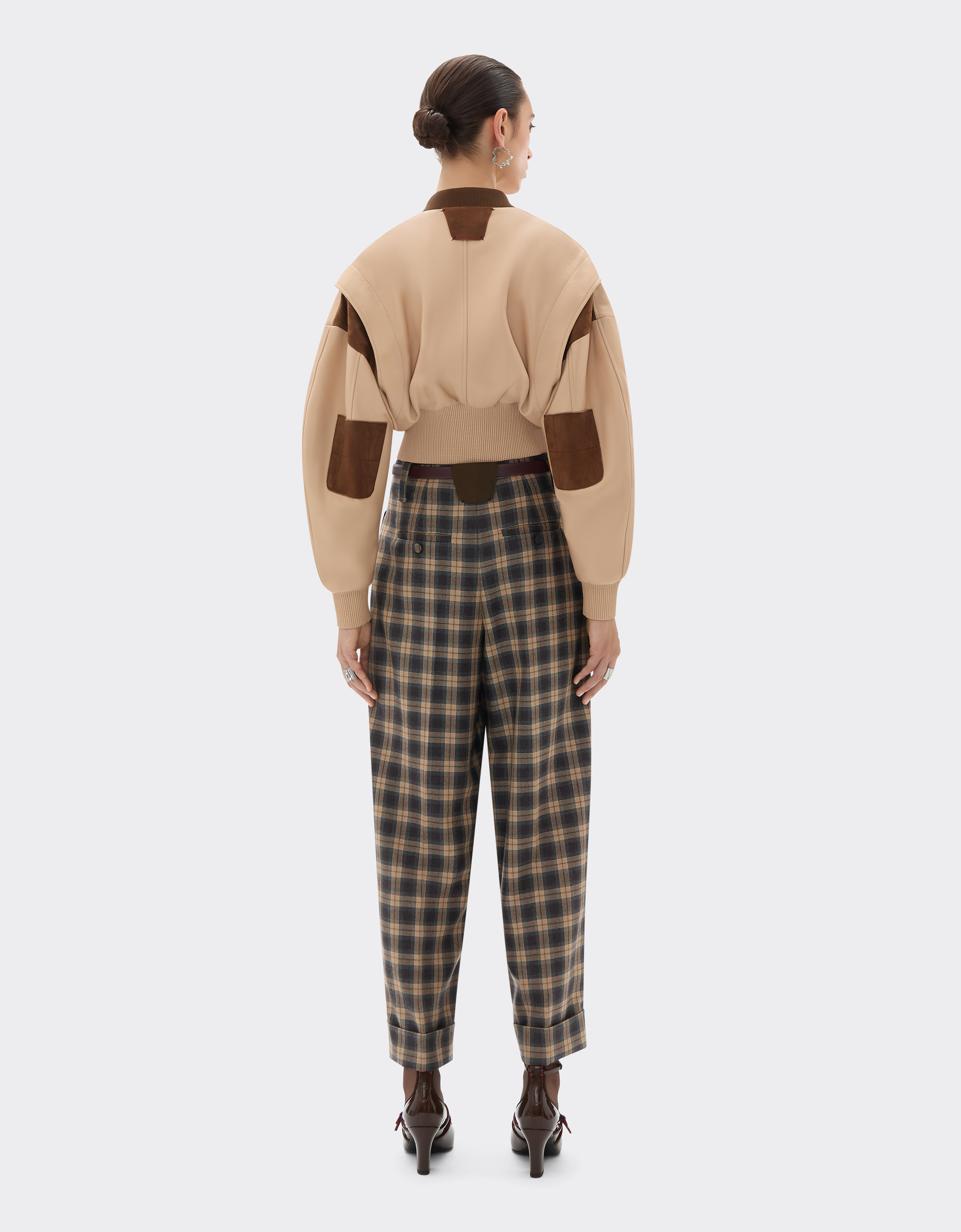 Ferrari Tartan Wool Trousers In Gray