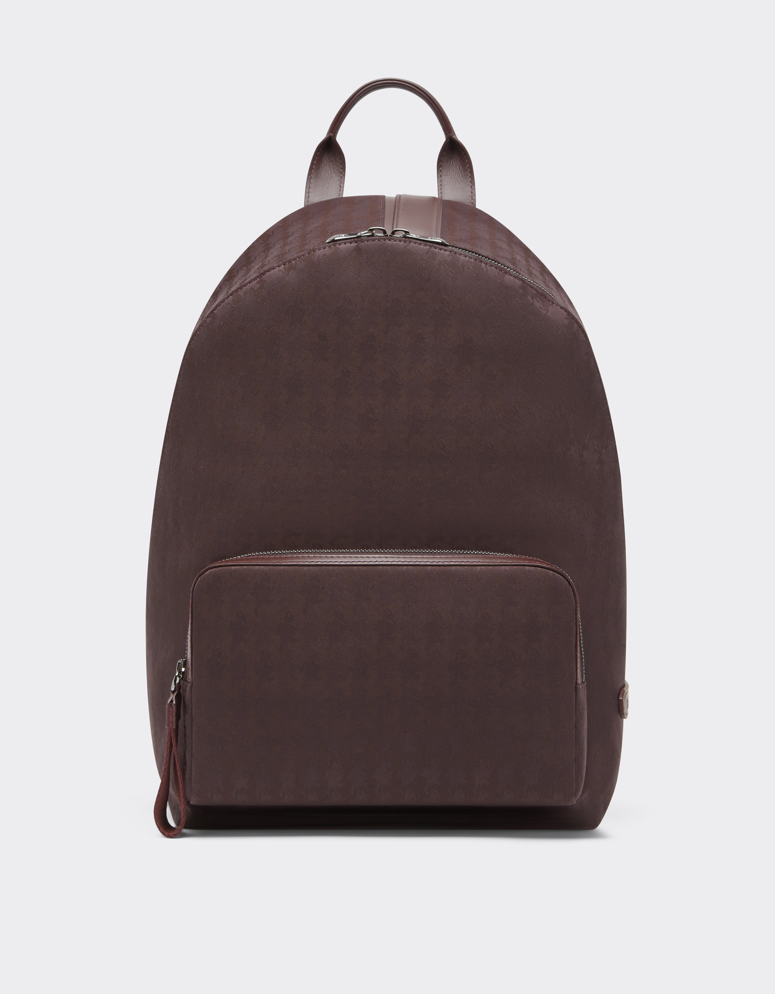 Ferrari Q-cycle® Jacquard Backpack With Cavallino Pattern In Brown