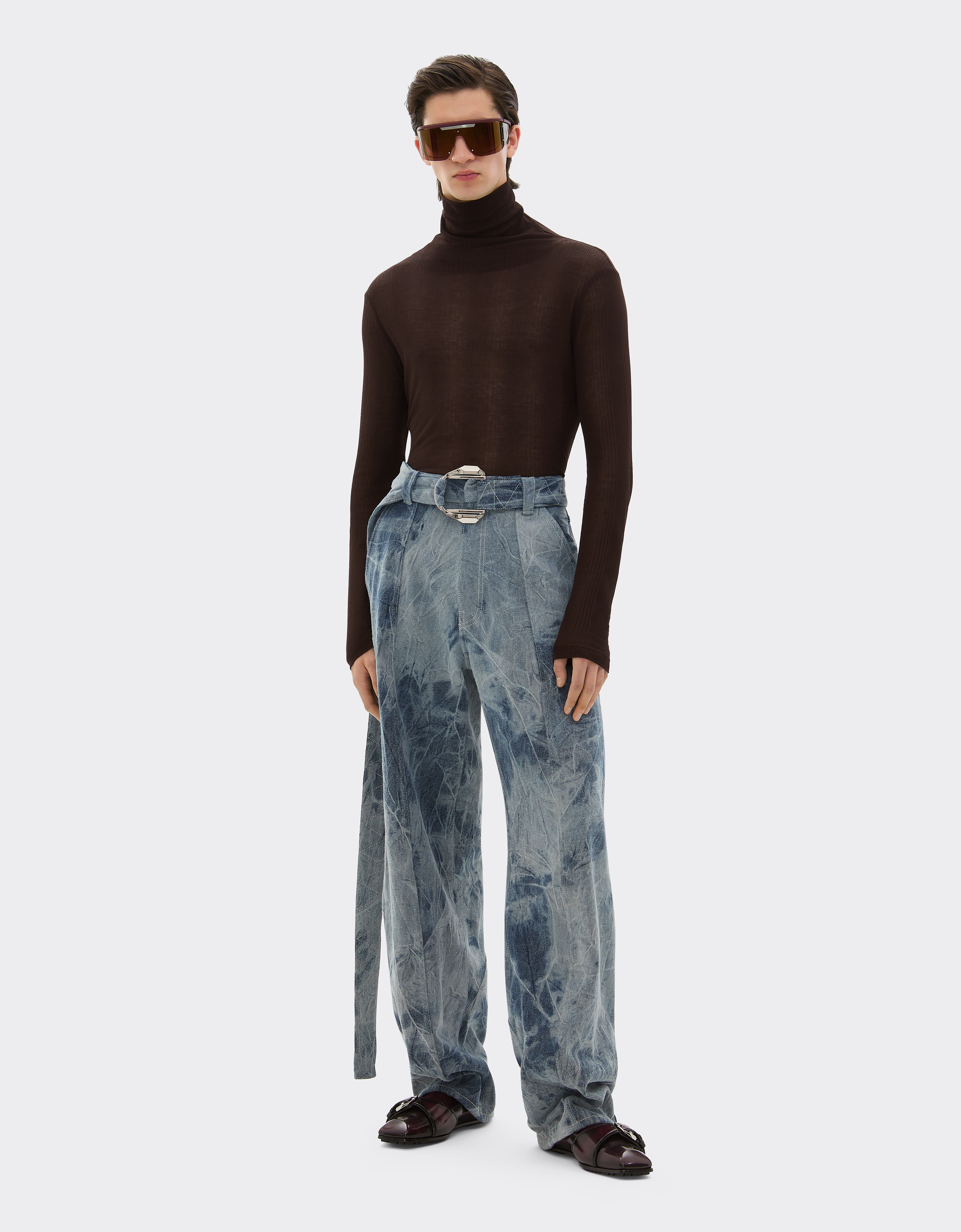 Ferrari High-neck Jersey Top In Brown
