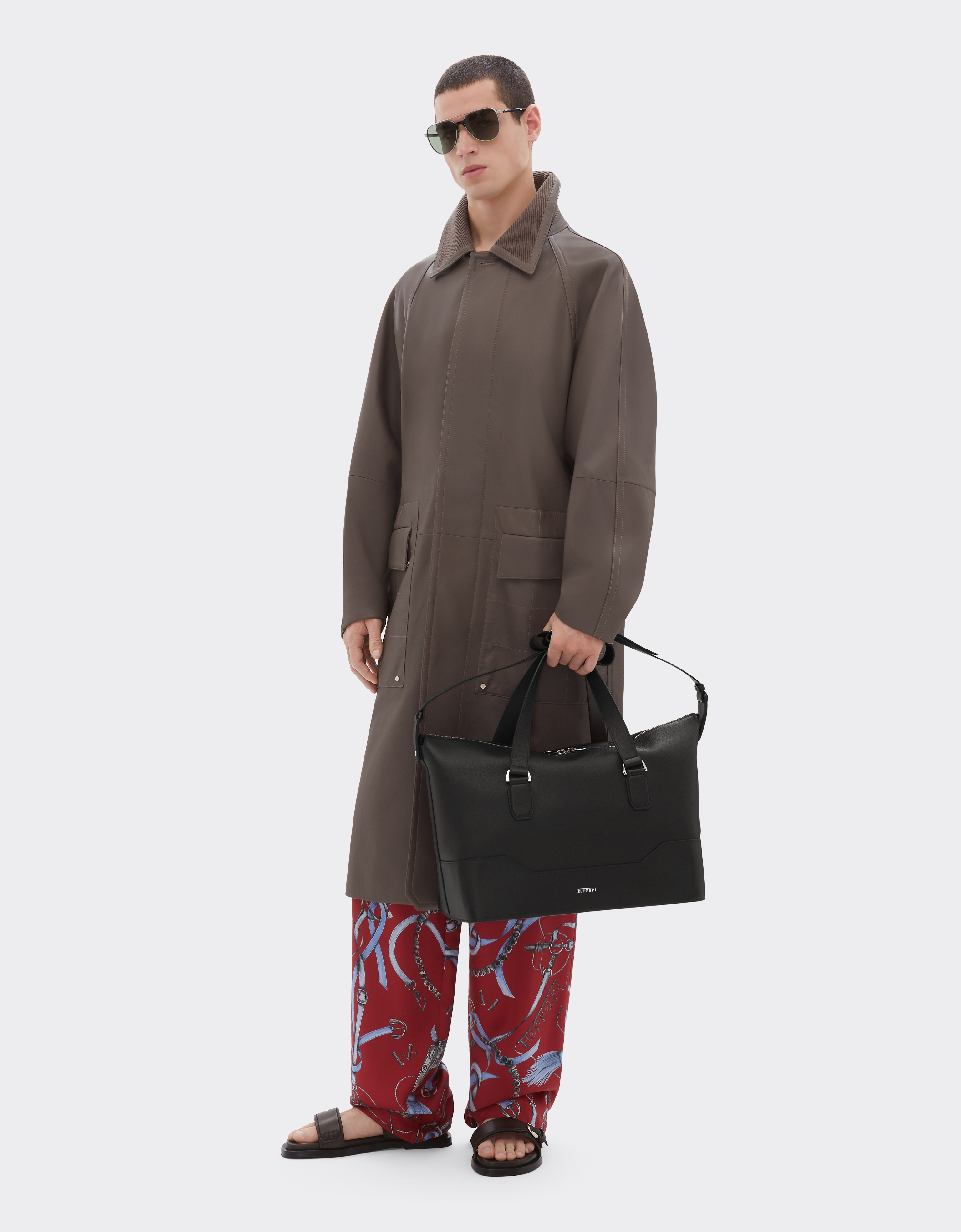  Ferrari Reisetasche Aus Granatfarbenem Leder - Male Reisetaschen Marrone Scuro Os 