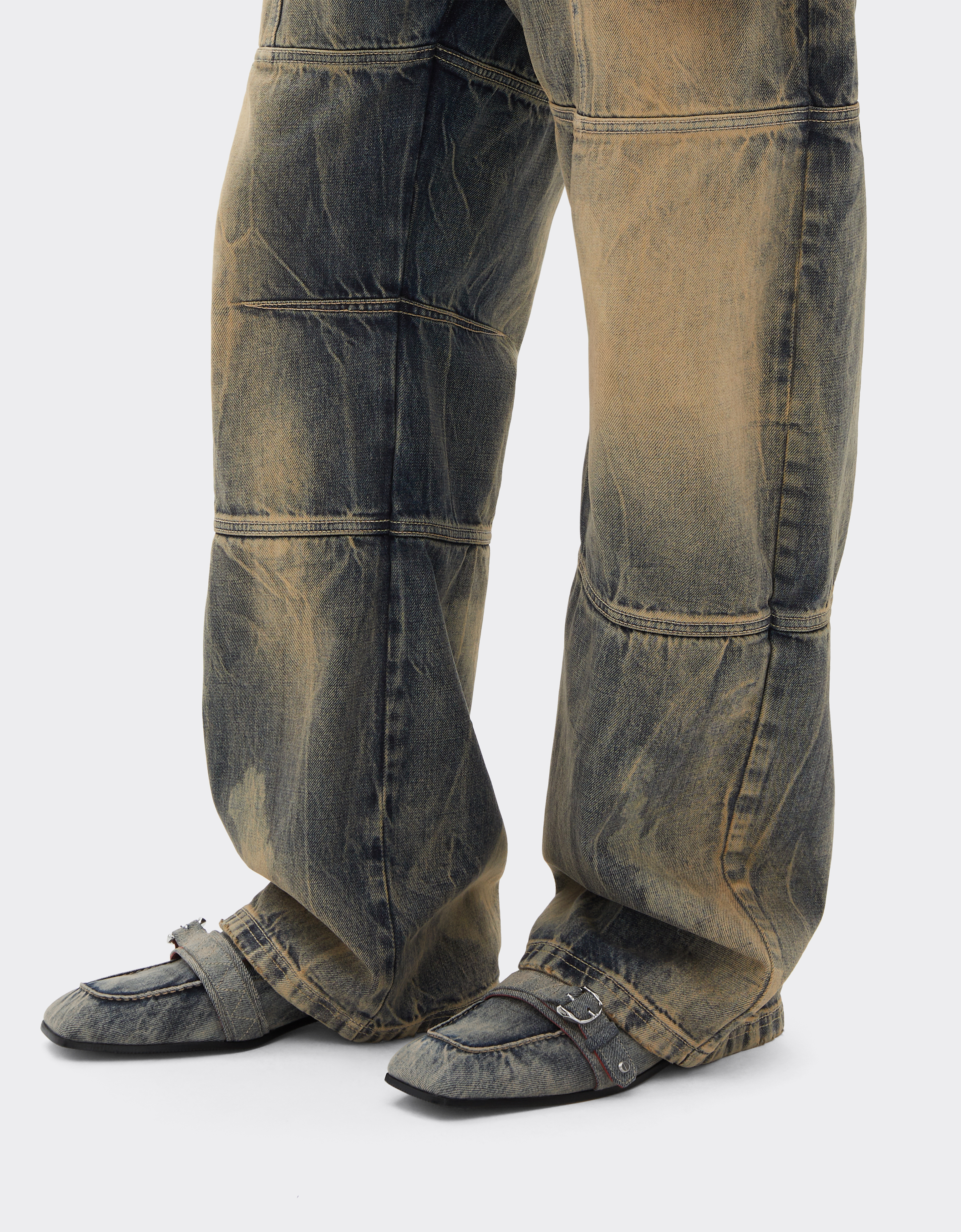  Ferrari Mokassin Aus Acidowashed Denim - Male Schuhe & Stiefel Blu Denim 40 
