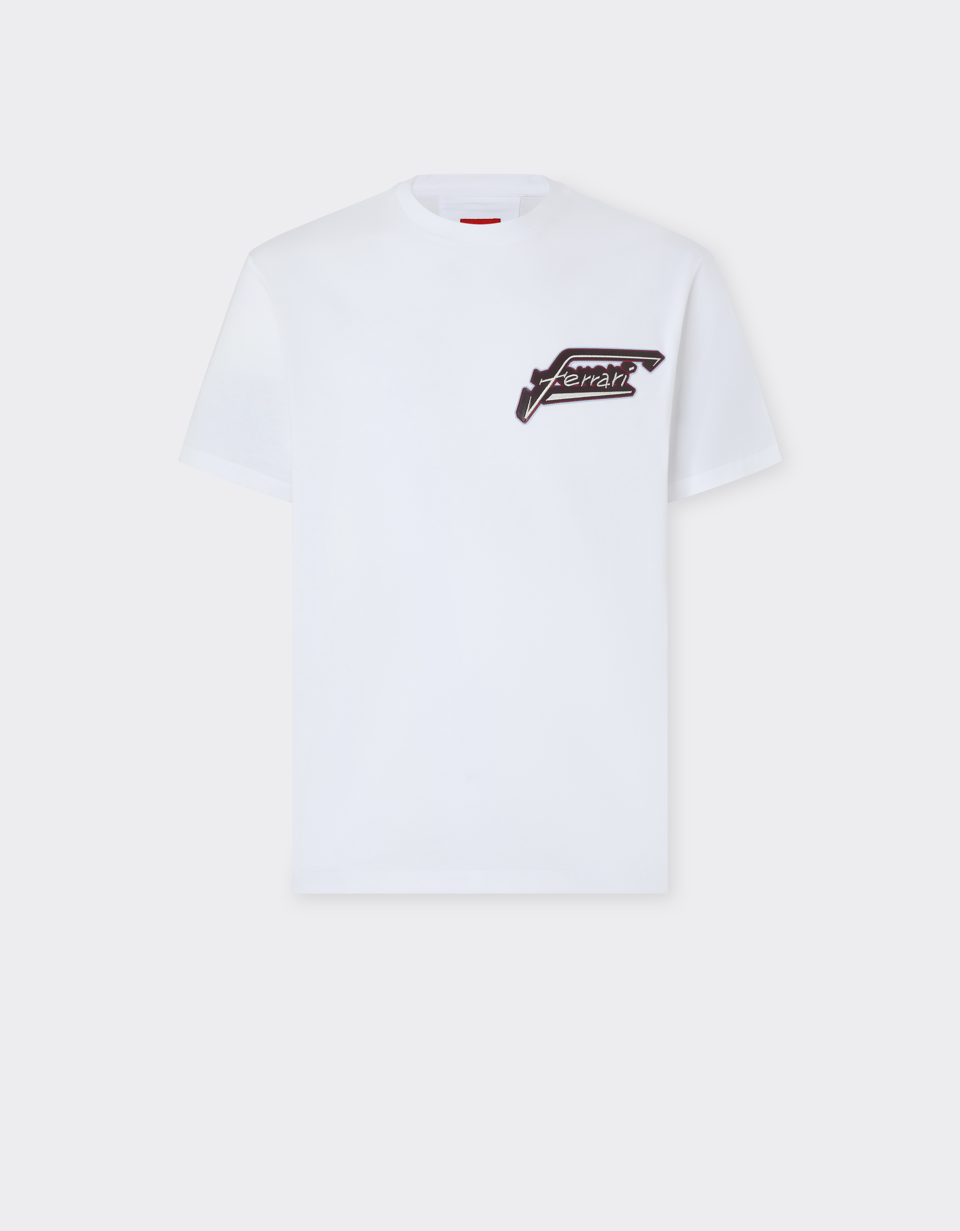 Ferrari Men's Optical White Cotton T-Shirt With Patch - T-Shirts Xl