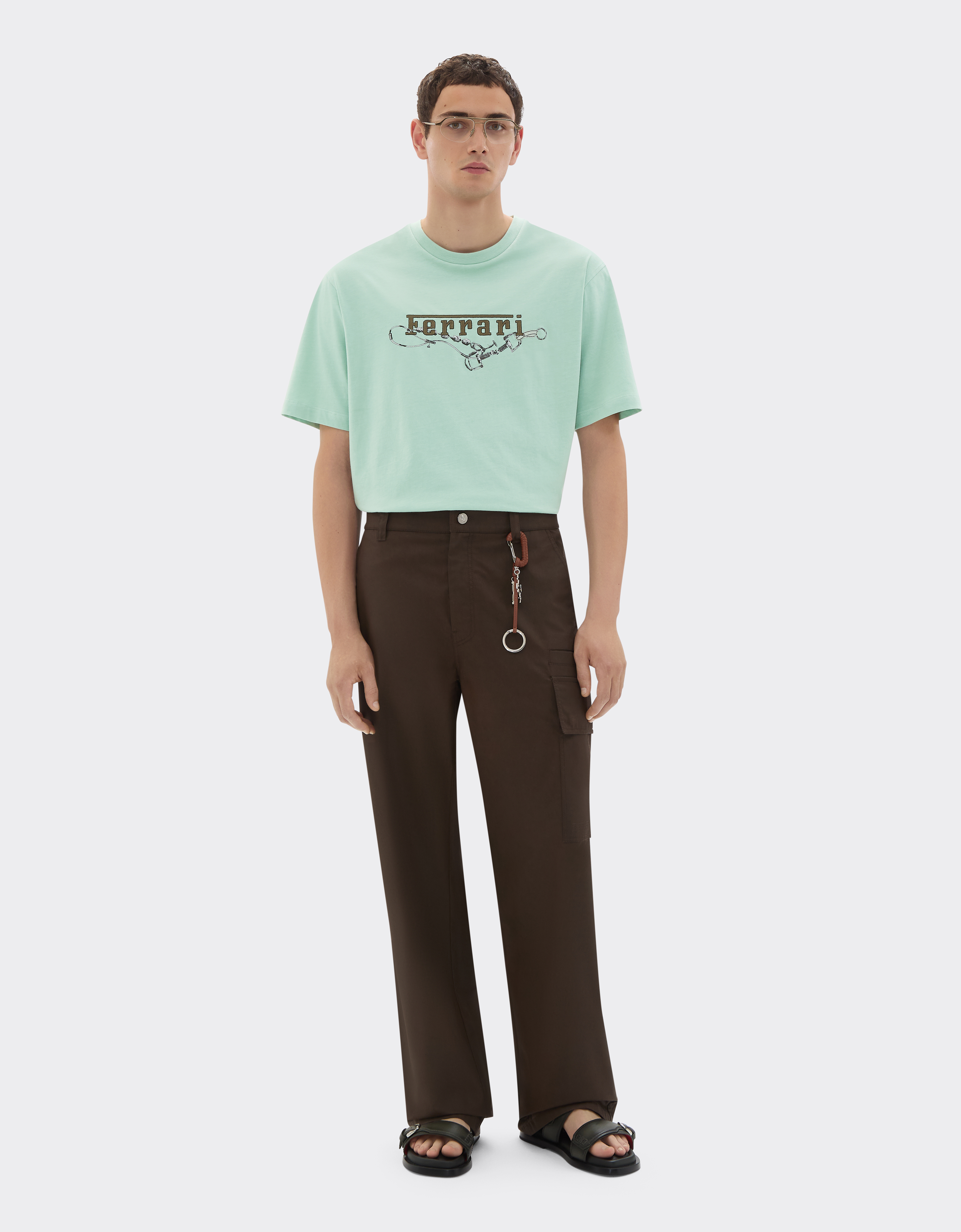 Ferrari Cotton T-shirt With  Embroidery In Green