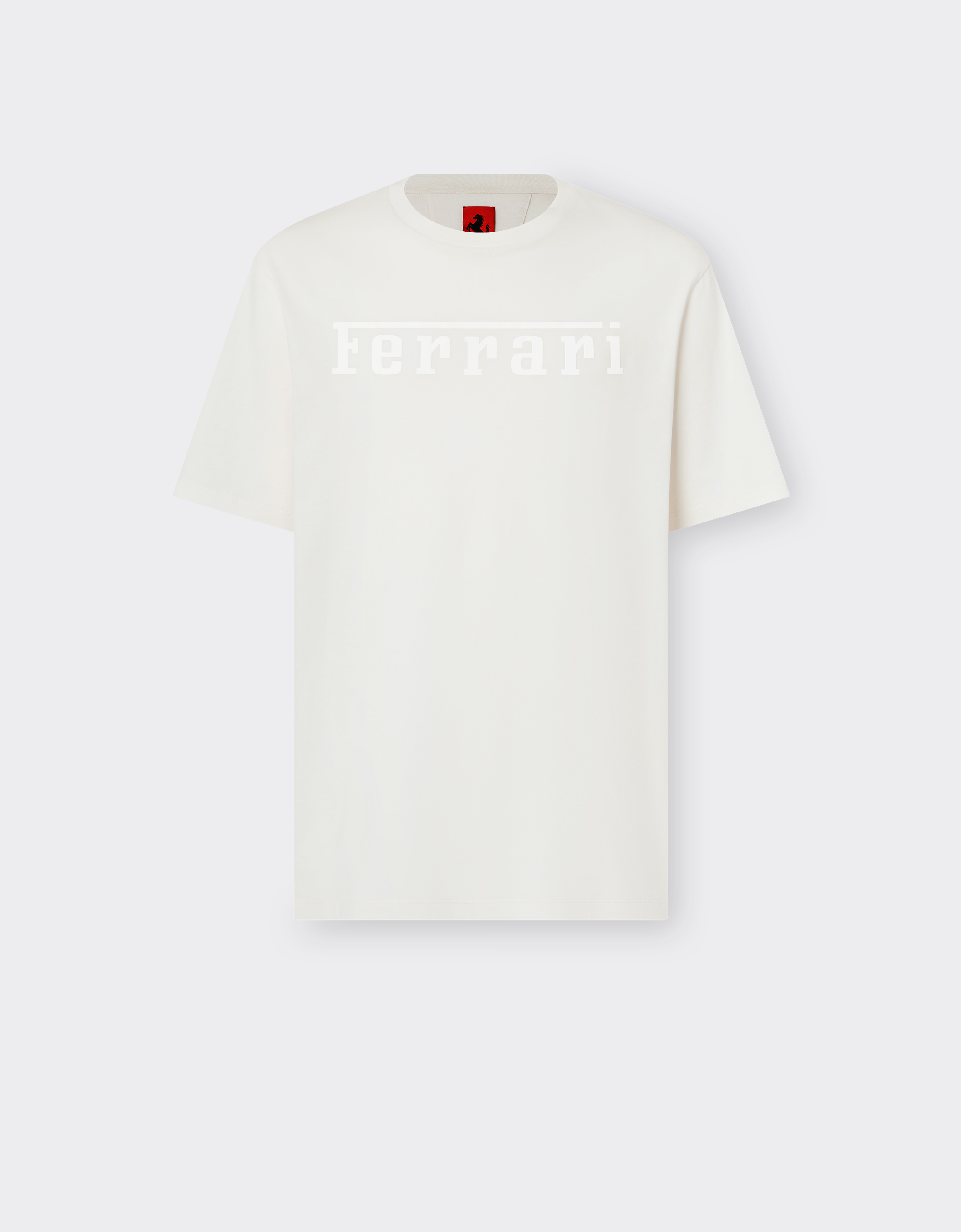 Ferrari Cotton T-shirt With  Logo In Ivory