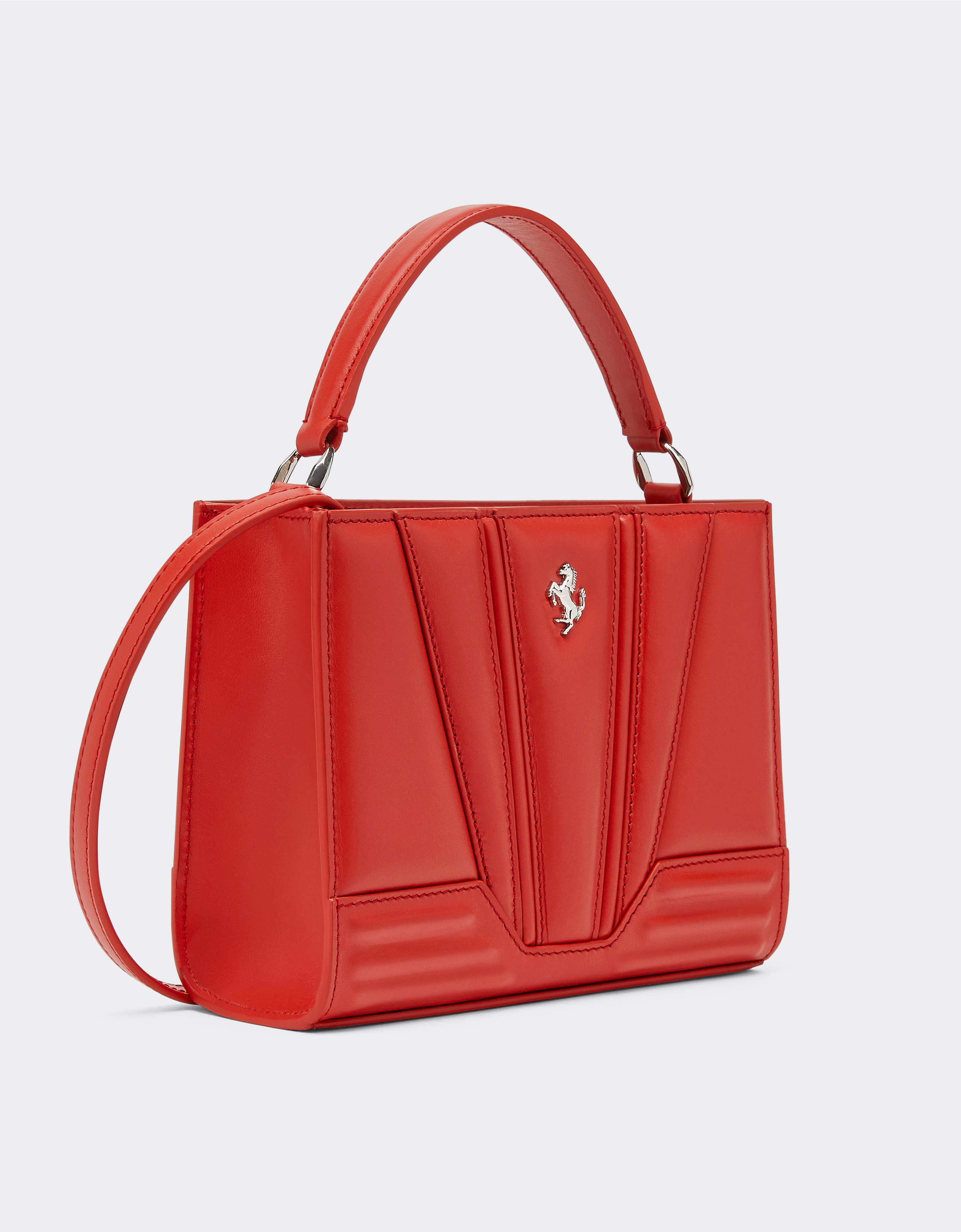 Ferrari Gt Leather Micro Tote Bag With Scoubidou Detail In Rosso Dino