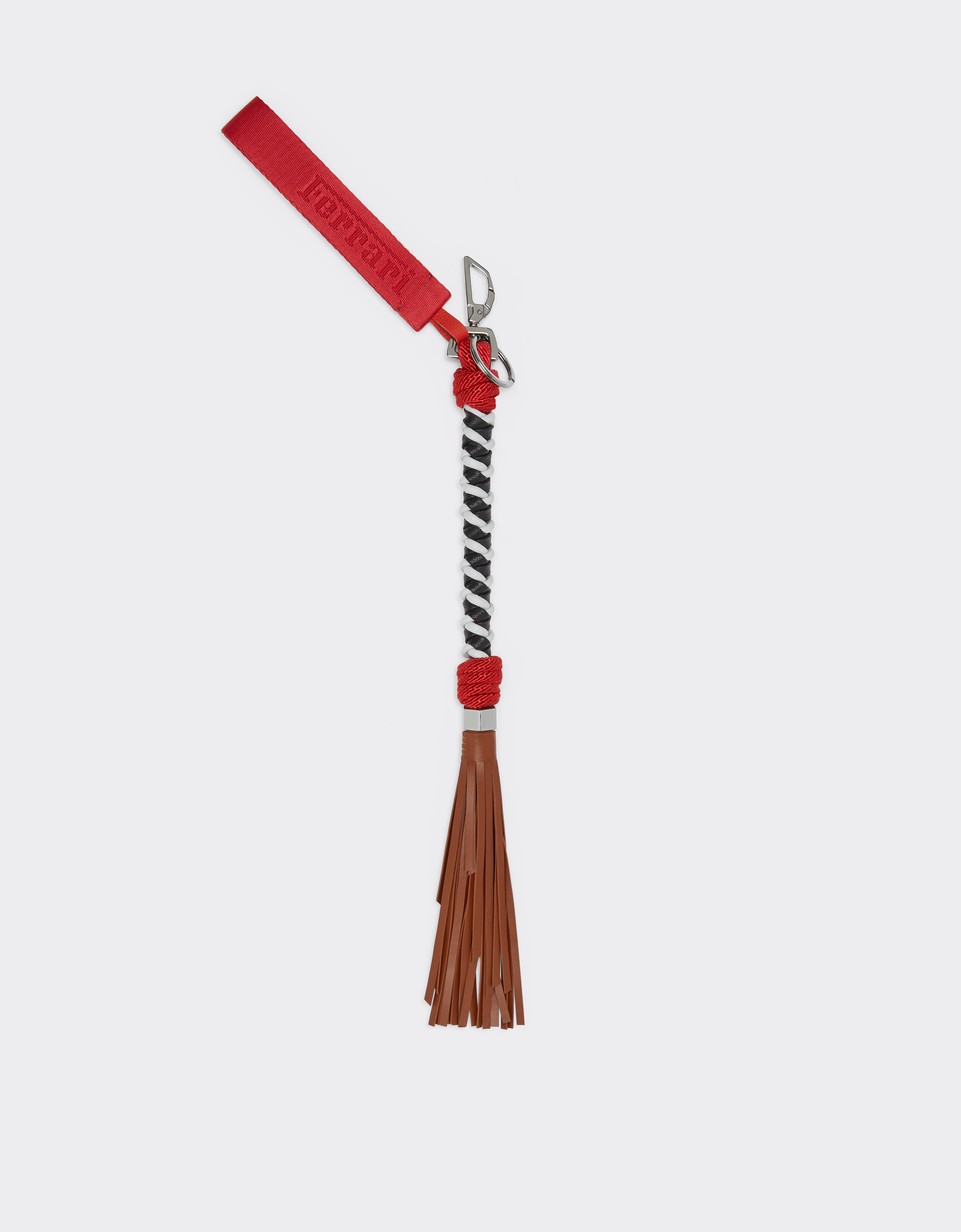 Shop Ferrari Scoubidou Keyring In Cord, Leather And Metal In Rosso Dino