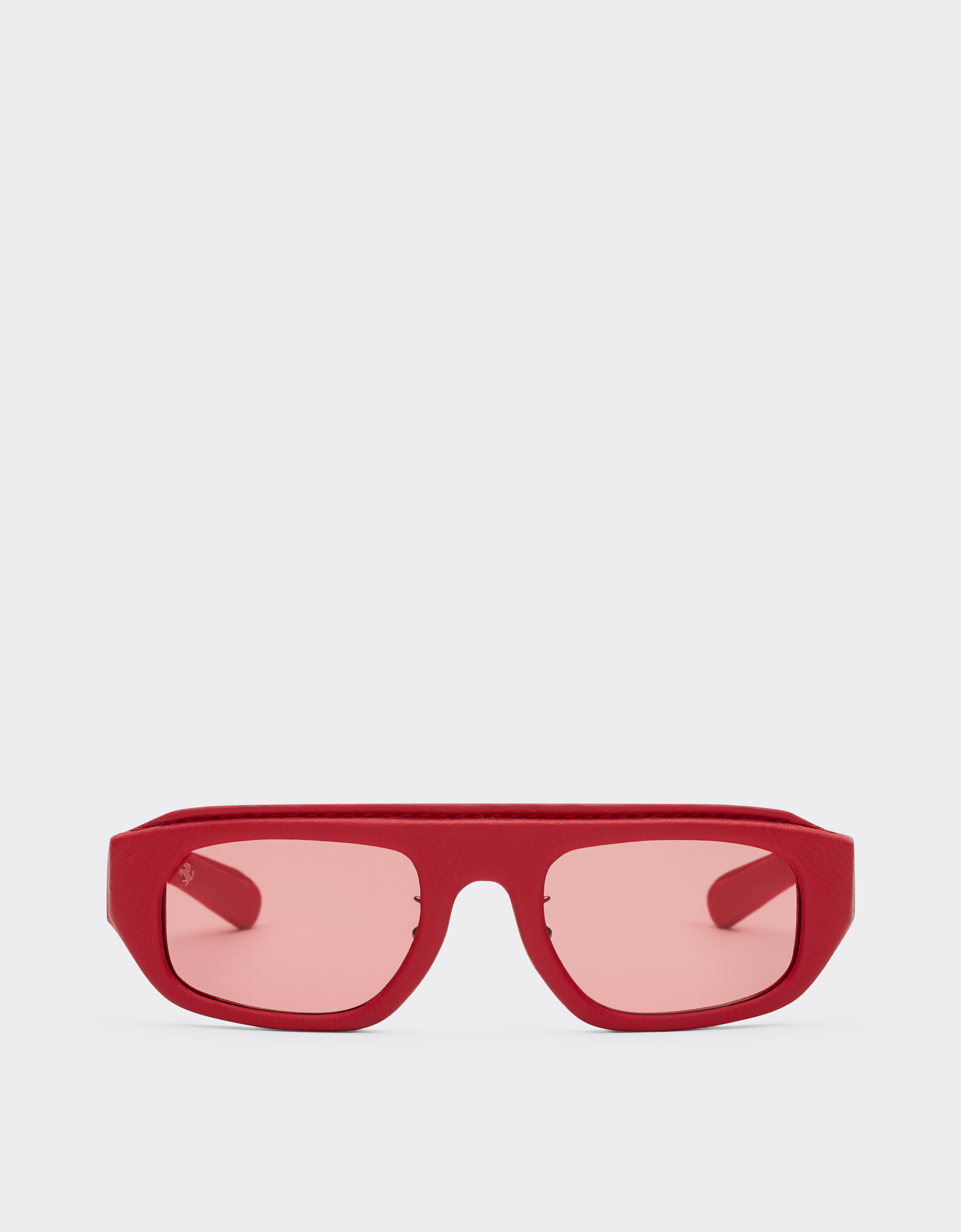 Ferrari Red  Sunglasses In Acetate And Leather With Red Lens In Red