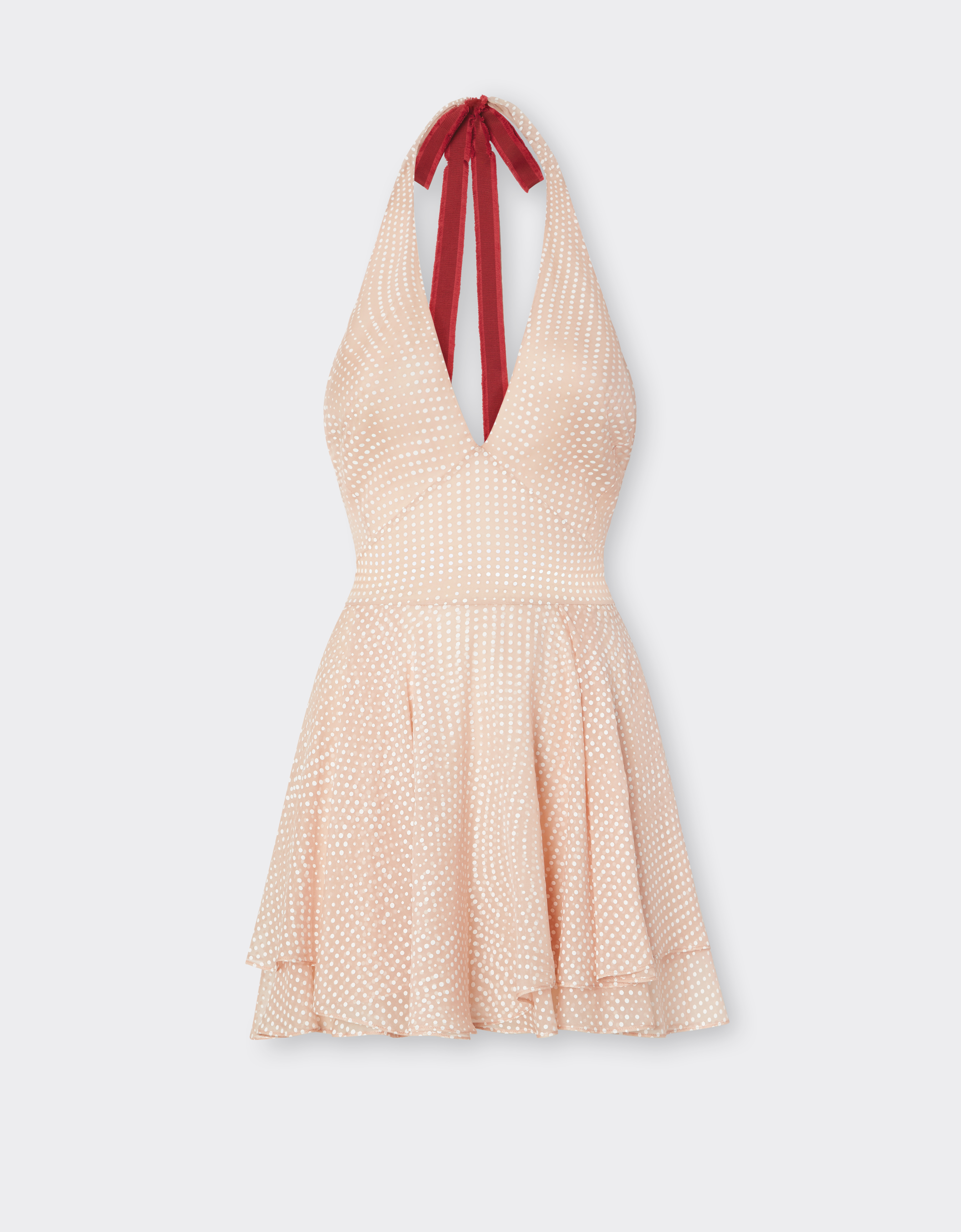Ferrari Silk Voile Mini Dress With Cavallino Dots Print