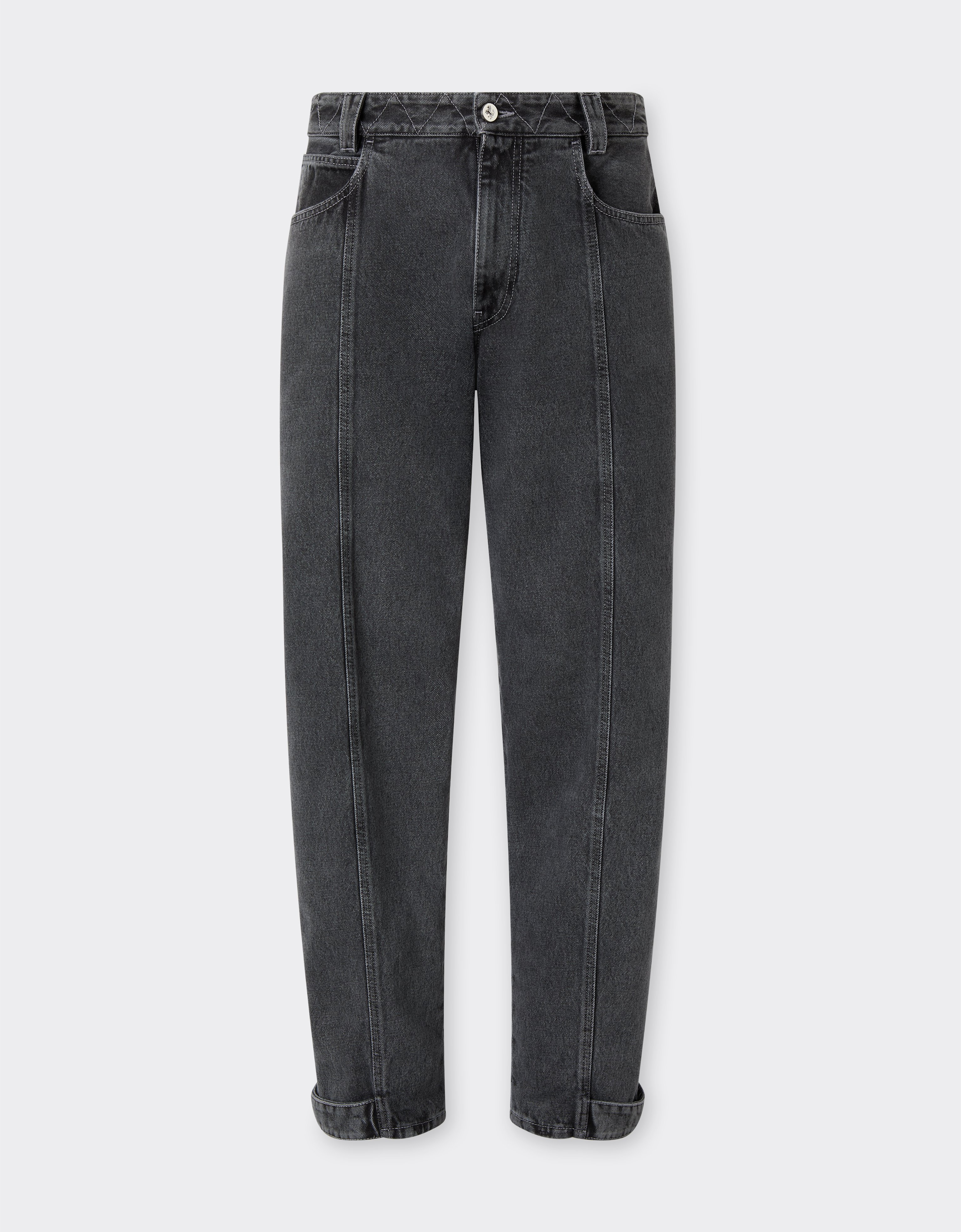 Ferrari Dark Marbled Denim Trousers In Gray
