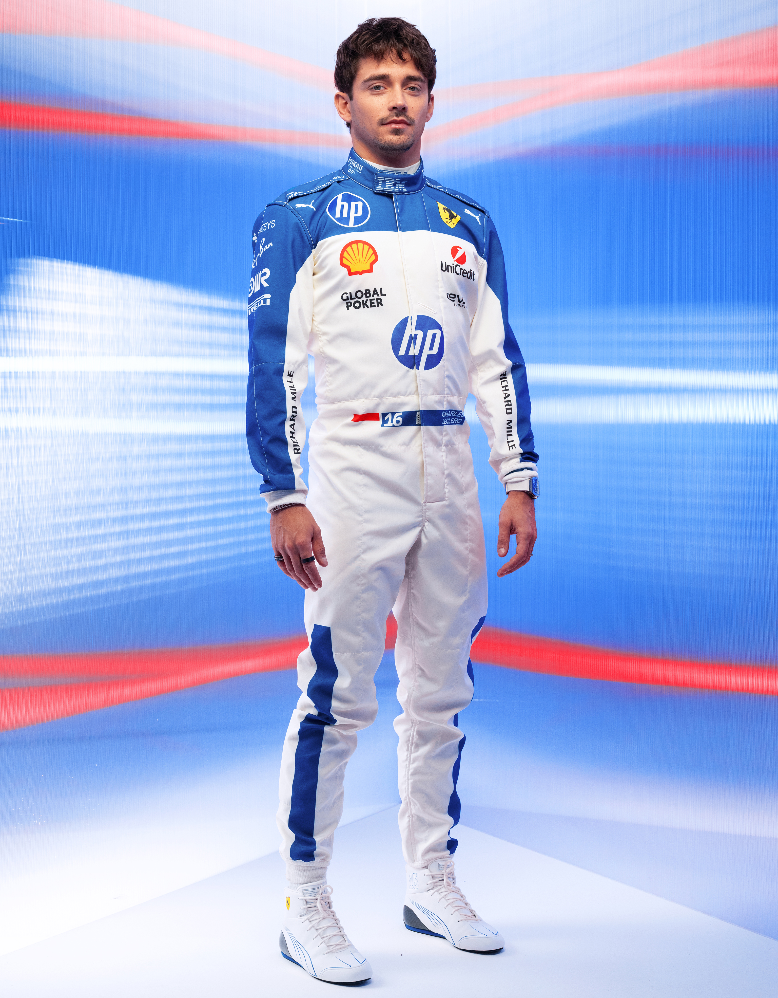  Ferrari Charles Leclerc Traje De Carreras Puma Para La Scuderia Ferrari -  Otros Artículos Auténticos Blanco óptico Os 