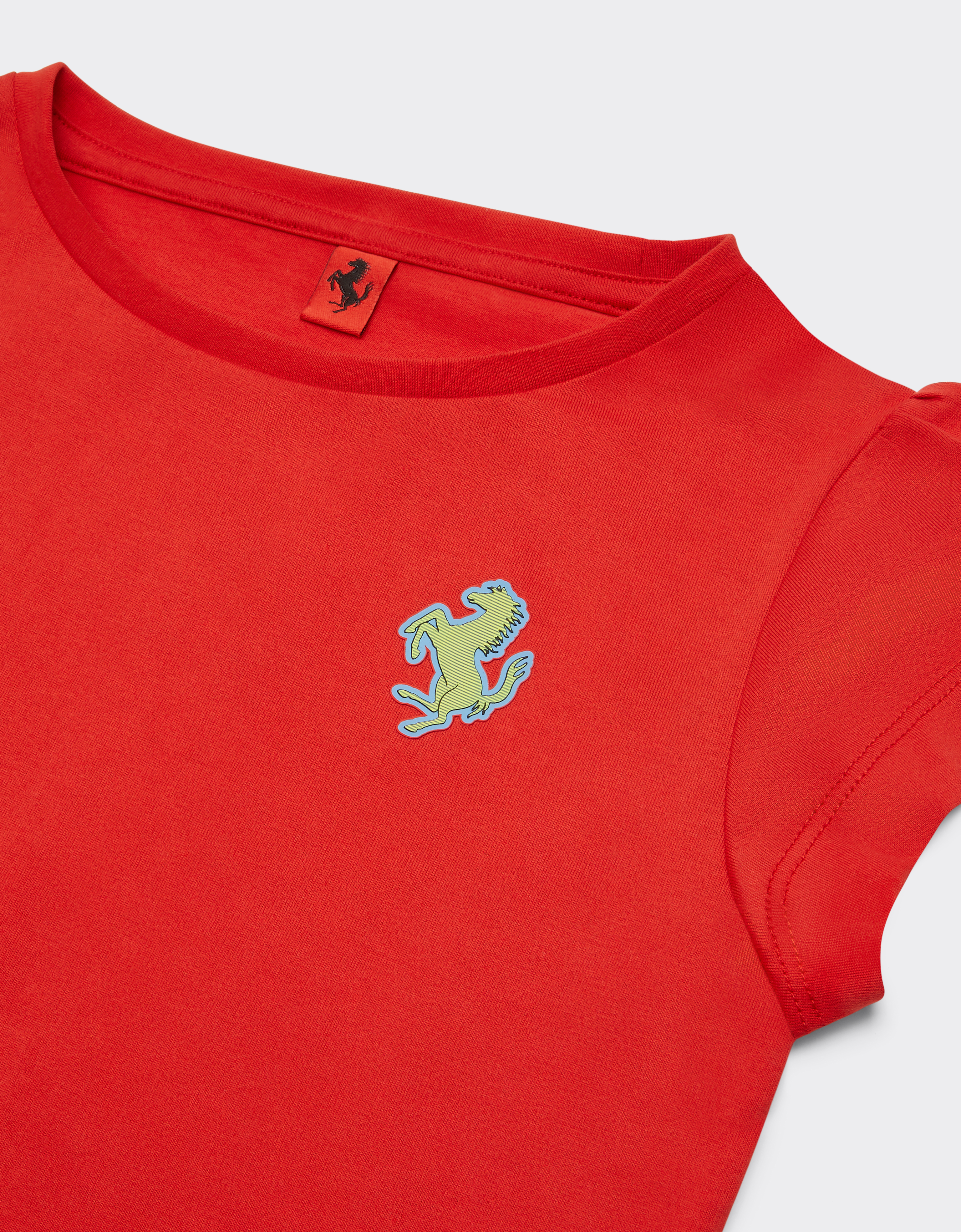  Ferrari Oberteil Aus Baumwolle Mit „cavallino Rampante“-aufnäher - Female Polos Und T-shirts Rosso Corsa 3y 