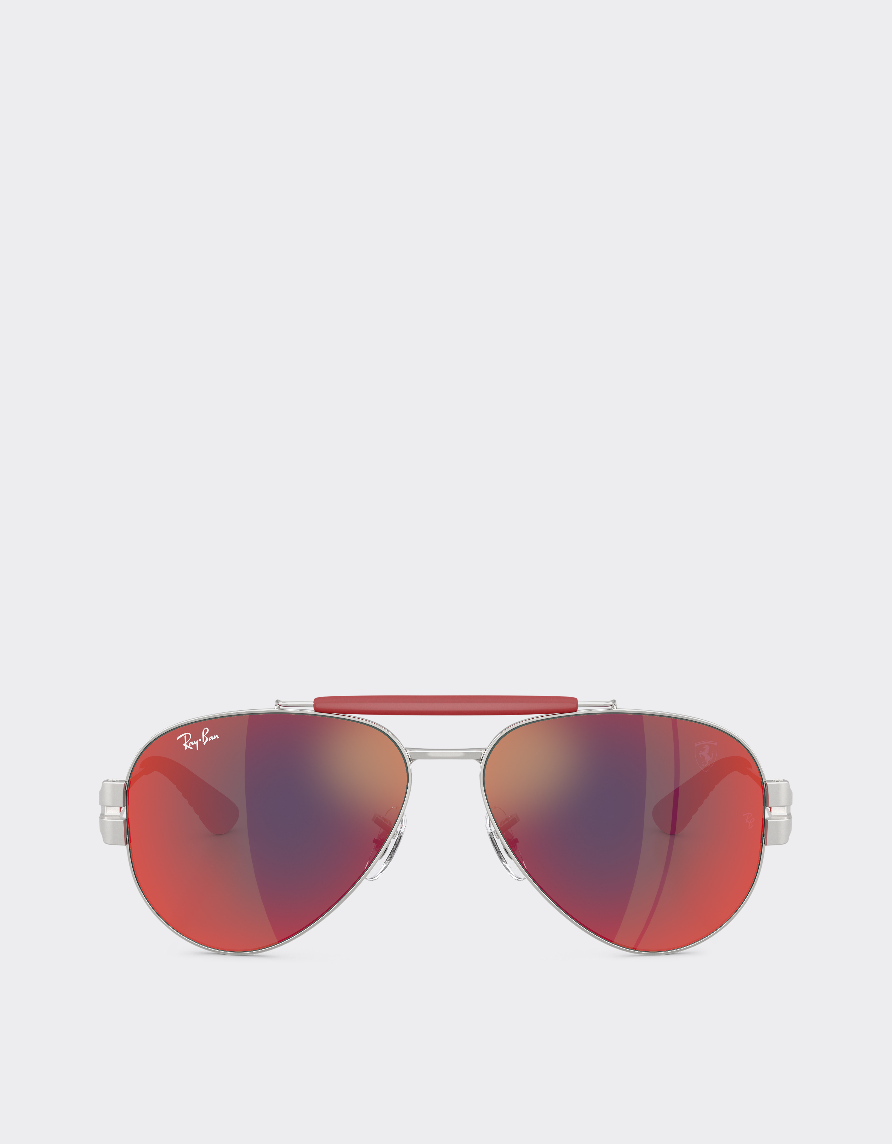Ferrari Ray-ban For Scuderia  Rb3762m In Silver-tone Metal With Blue/red Mirror Dark Grey Len In Silver