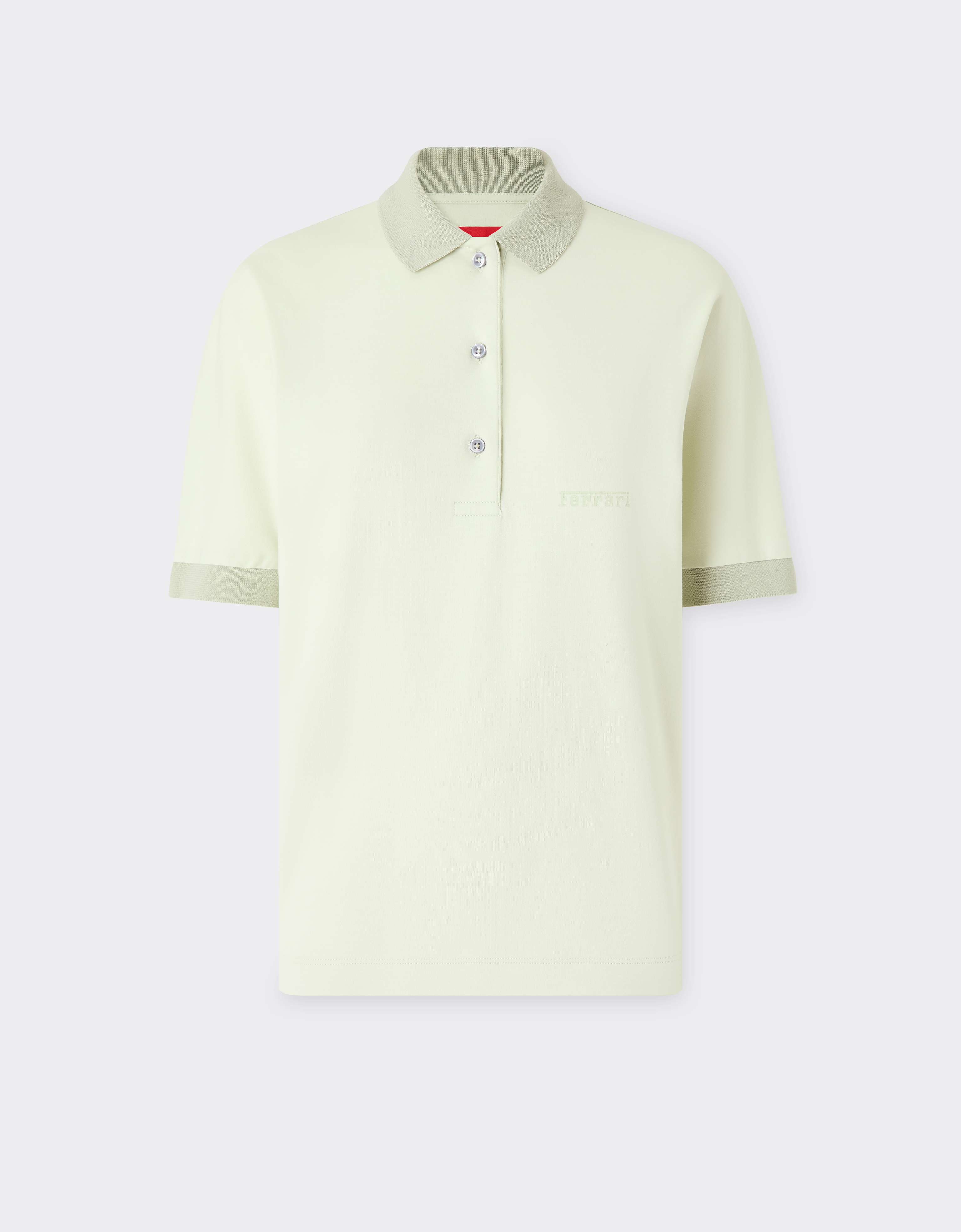 Ferrari Women's Granite Green Cotton Interlock Polo Shirt - Polos L
