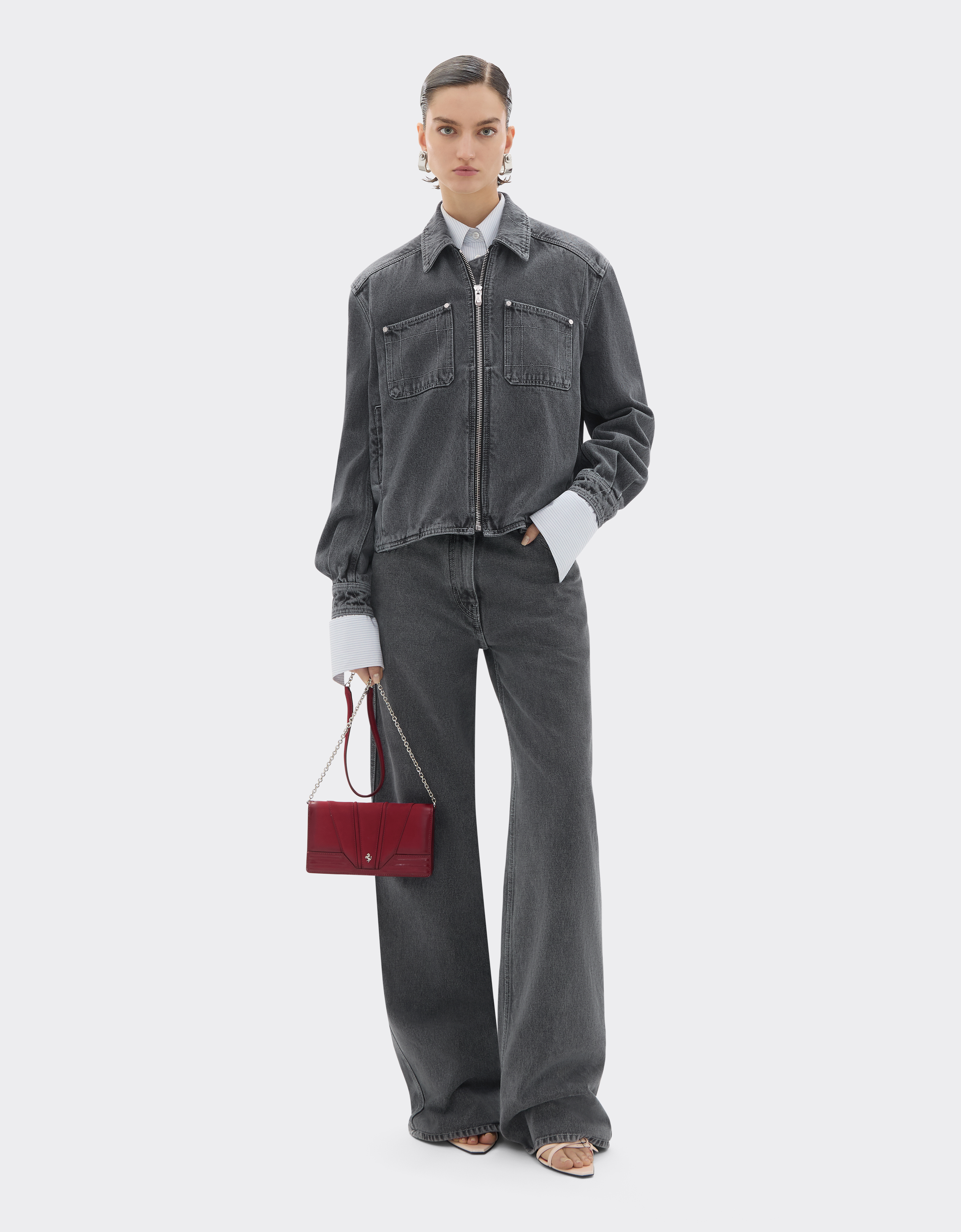  Ferrari Dark Marbled Denim Jacket - Female Jackets Granite Gray 38 