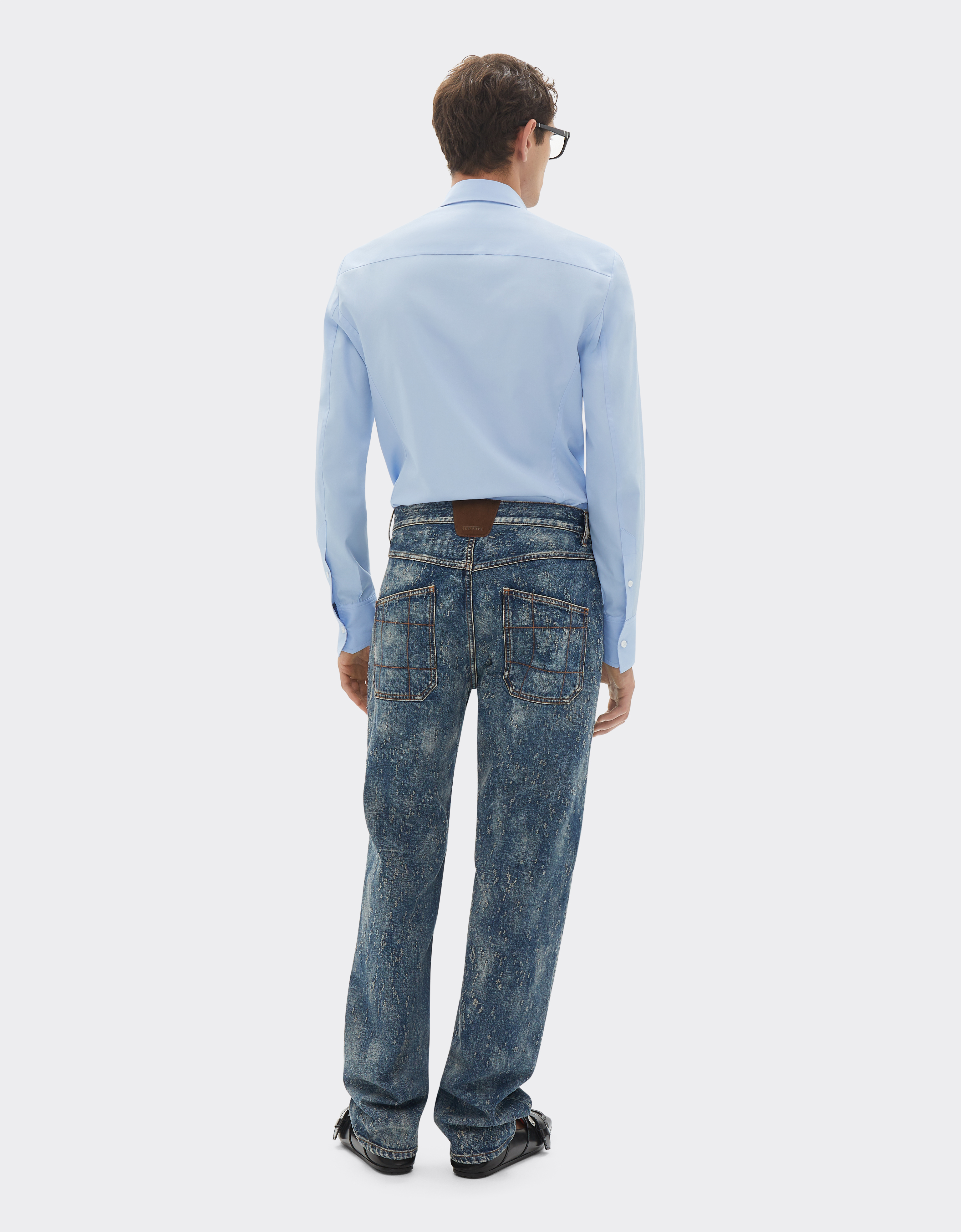 Ferrari Poplin Shirt With Embroidered  Logo