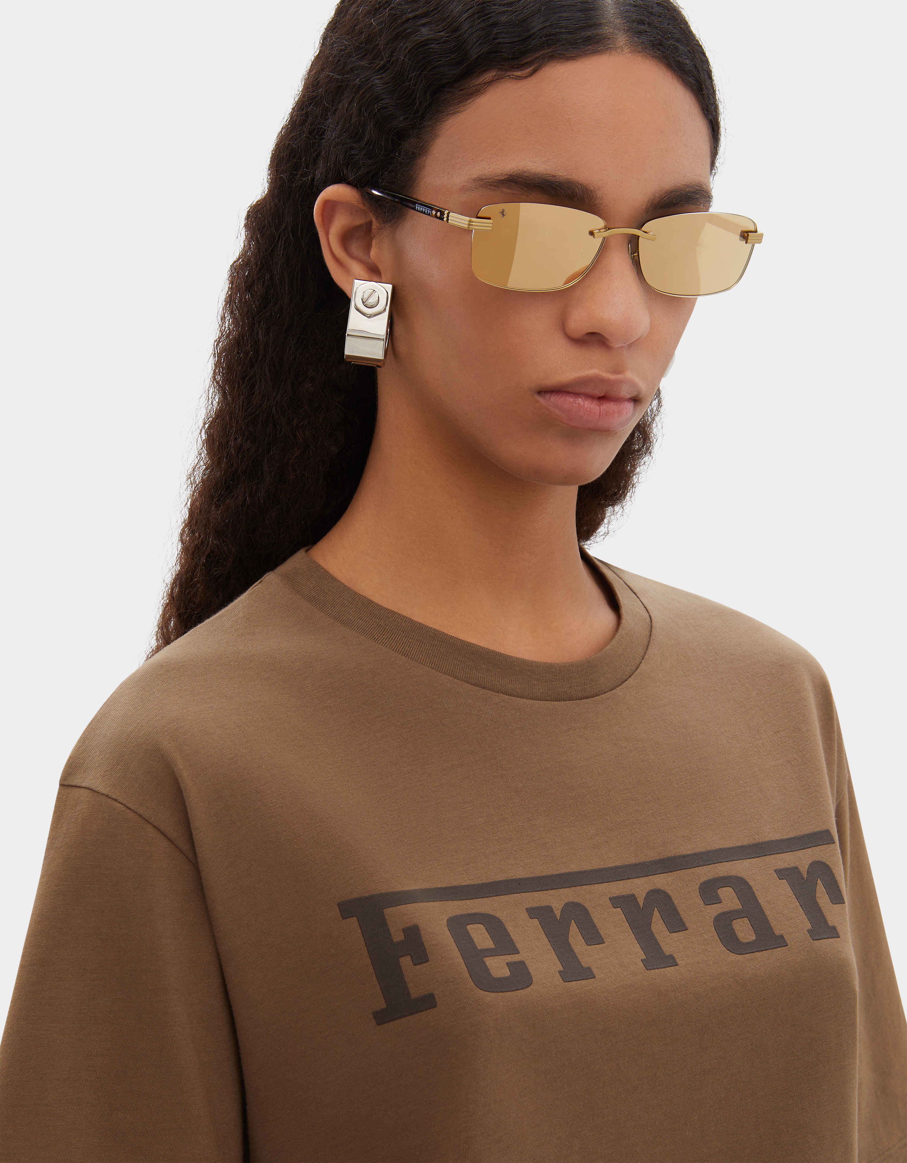  Ferrari Ferrari-sonnenbrille Aus Mattgoldenem Titan Und Acetat Mit Transparenten, Verspiegelten Goldgelben Gläsern -  Sonnenbrillen Oro Os 