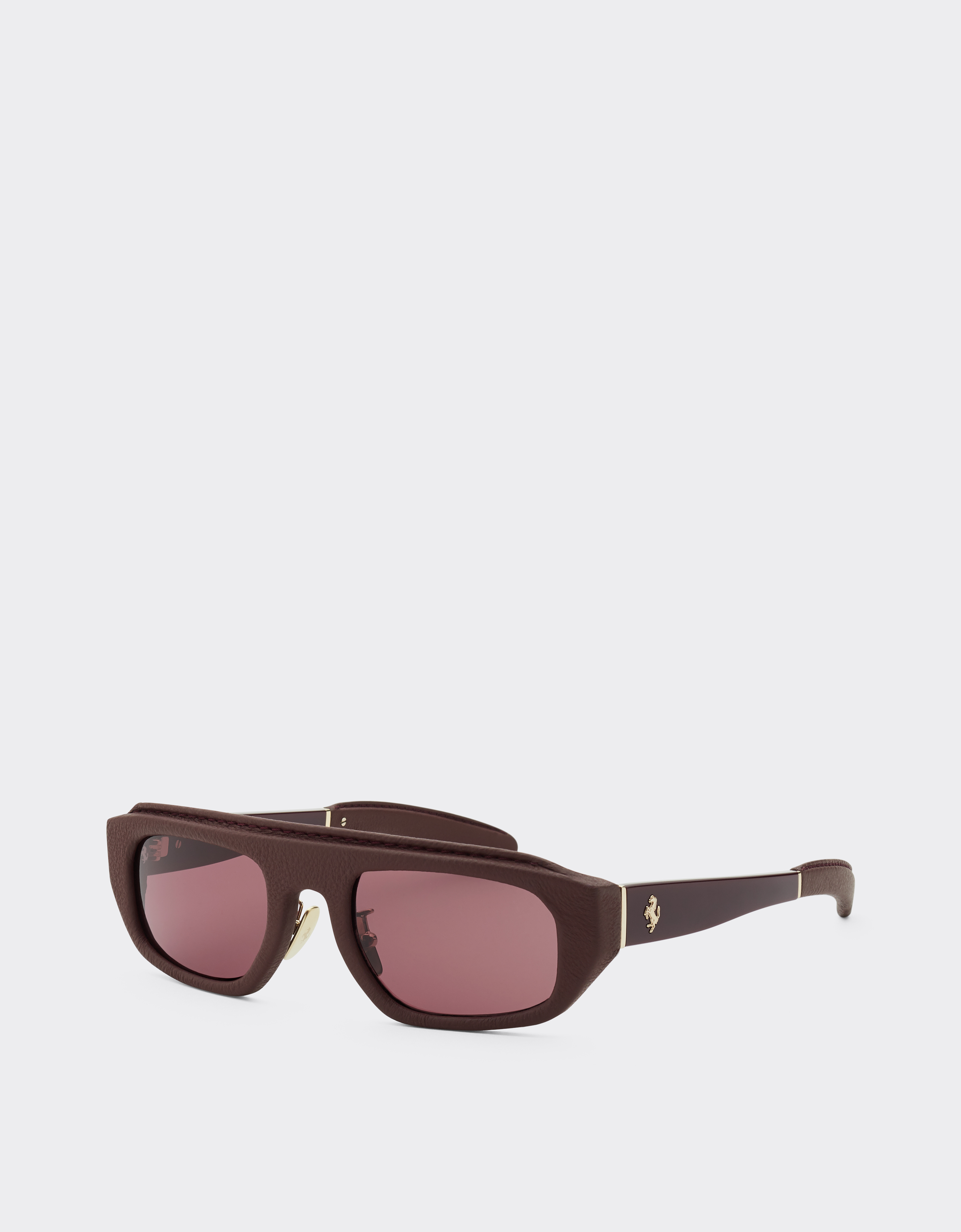 FERRARI FERRARI BROWN FERRARI SUNGLASSES IN ACETATE AND LEATHER WITH EXCLUSIVE CONTRAST PRO™ LENSES 