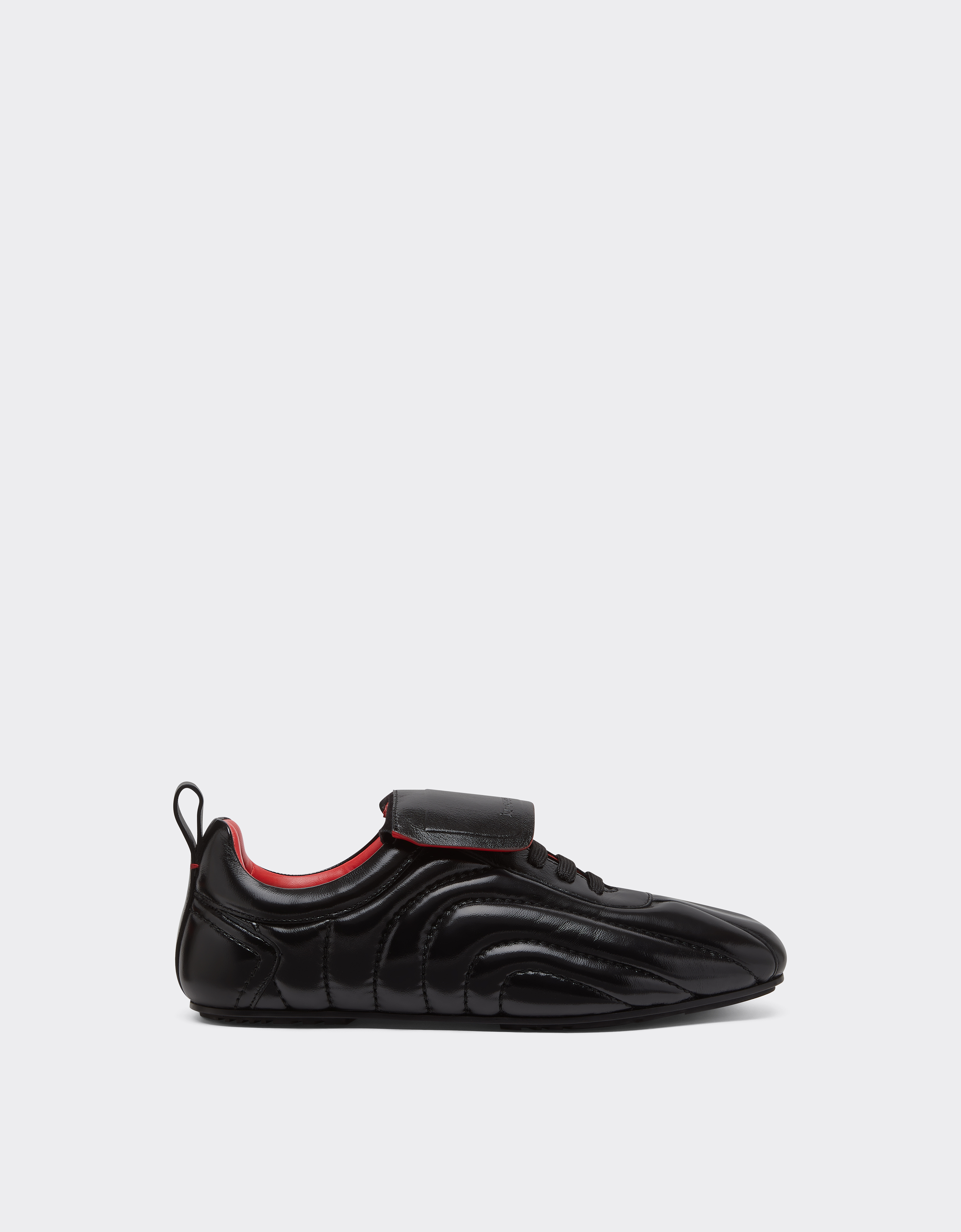 Ferrari Running Trainers In Wet-effect Leather In Black