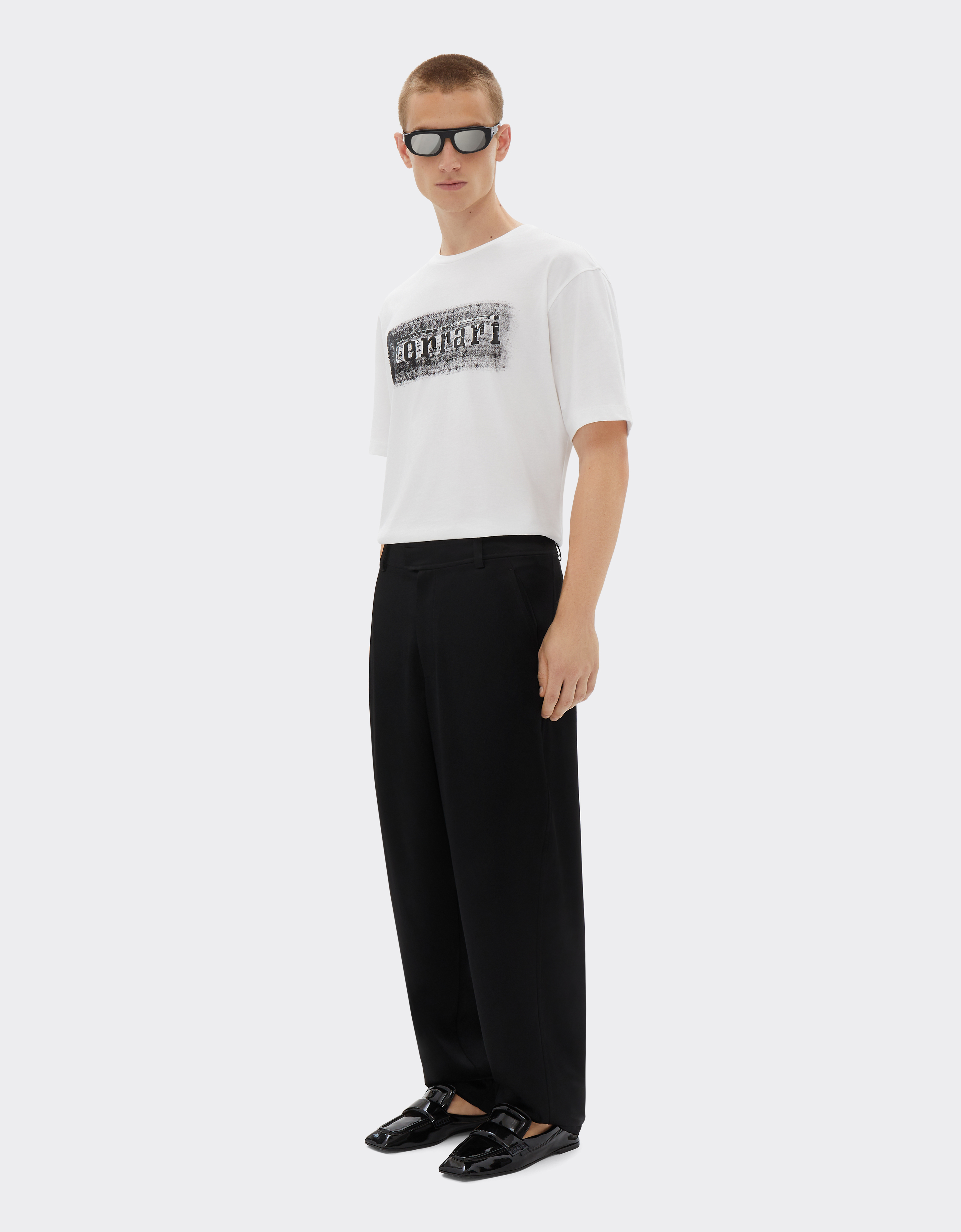 Ferrari Logo-graphic Cotton T-shirt In Optical White