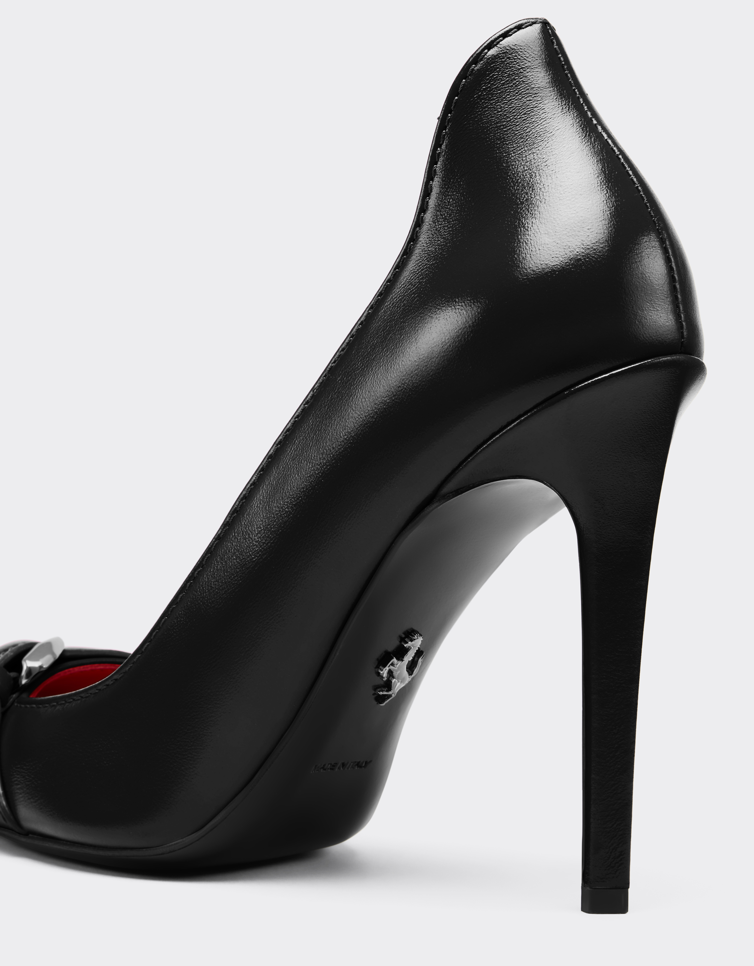 Ferrari Court Shoes In Ultra-wet-effect Glossy Leather In Black