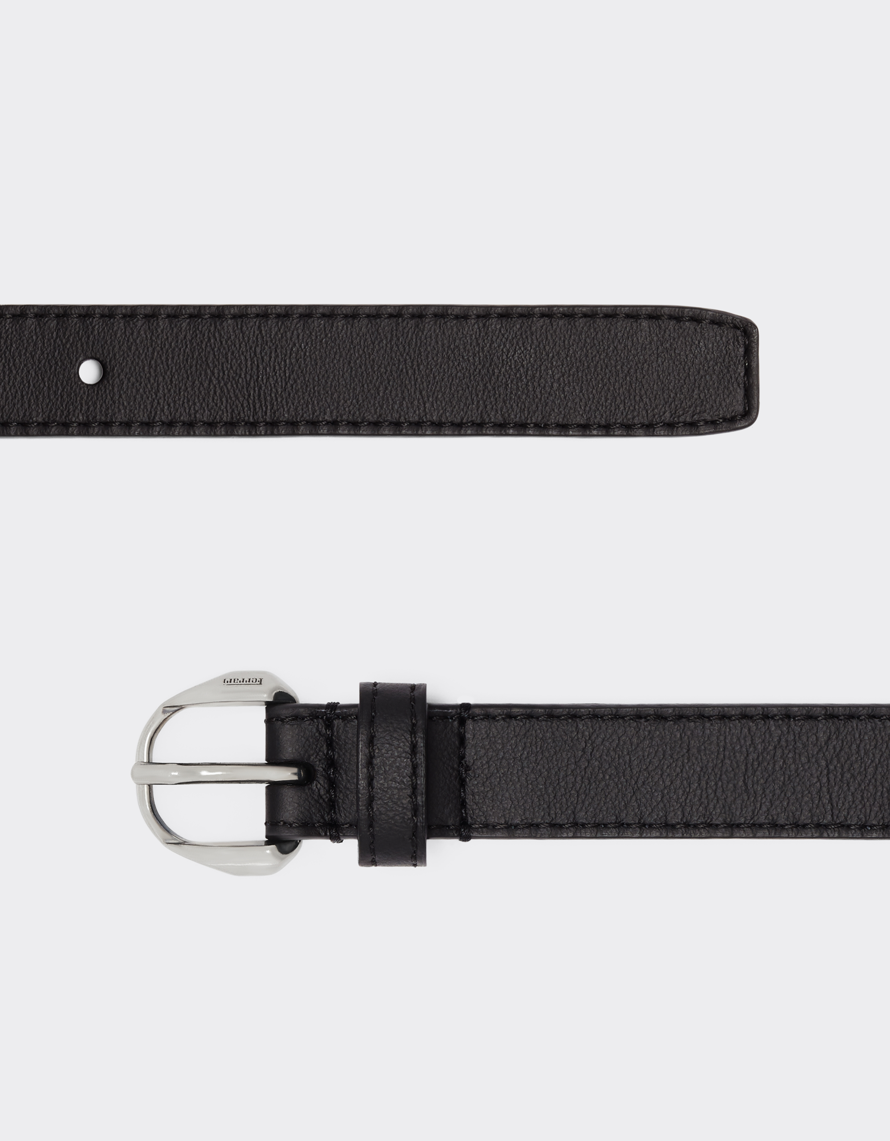 Ferrari Thin Leather Belt With Prancing Horse Detail In Black