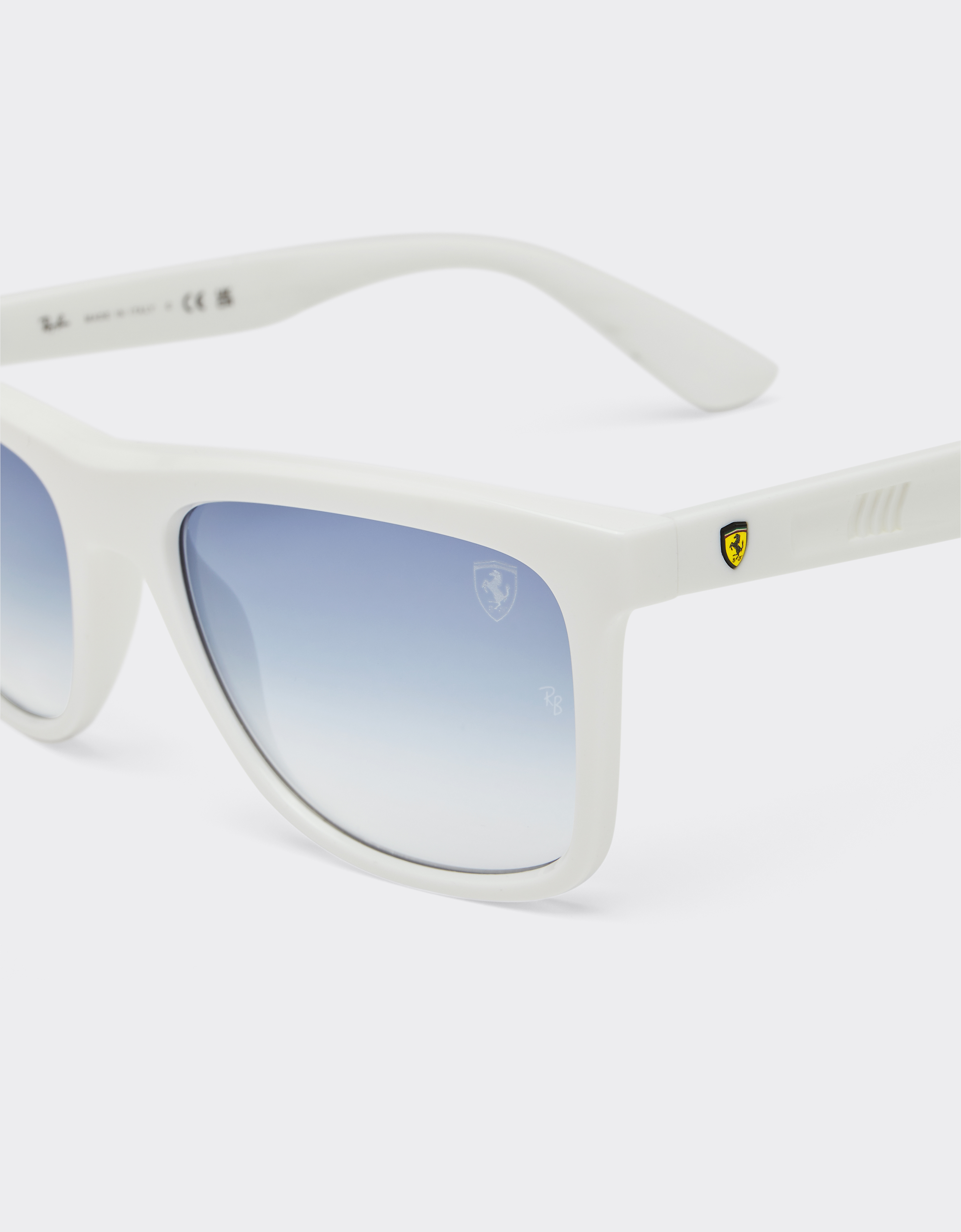 Shop Ferrari Ray-ban For Scuderia  Rb4413mf White With Graded Light Blue Lenses In Optical White