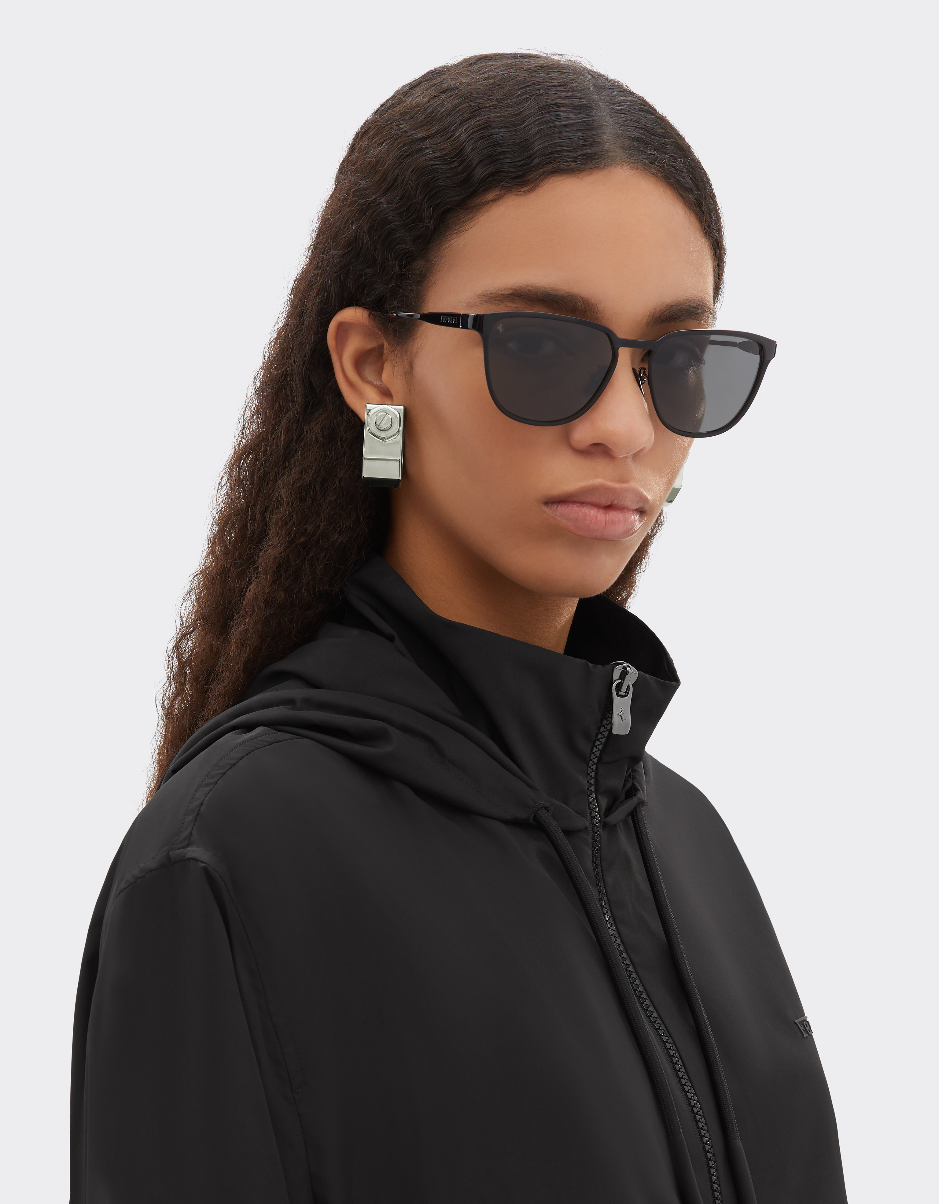  Ferrari Ferrari-sonnenbrille Aus  Schwarzemmetall  Mit Polarisierten Schwarzen Kristallgläsern -  Sonnenbrillen Black Matt Os 