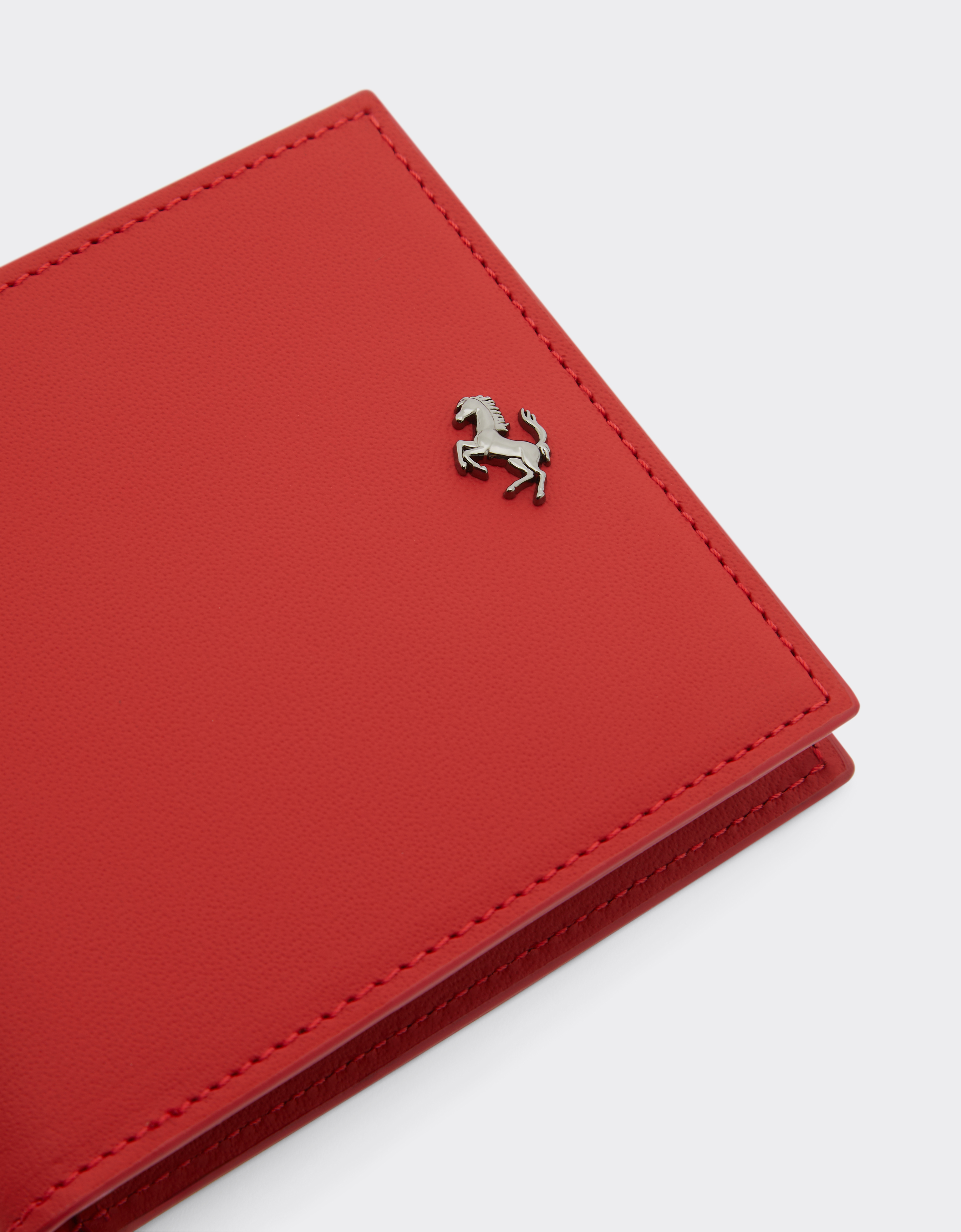 Ferrari Second Life Leather Horizontal Wallet In Rosso Dino