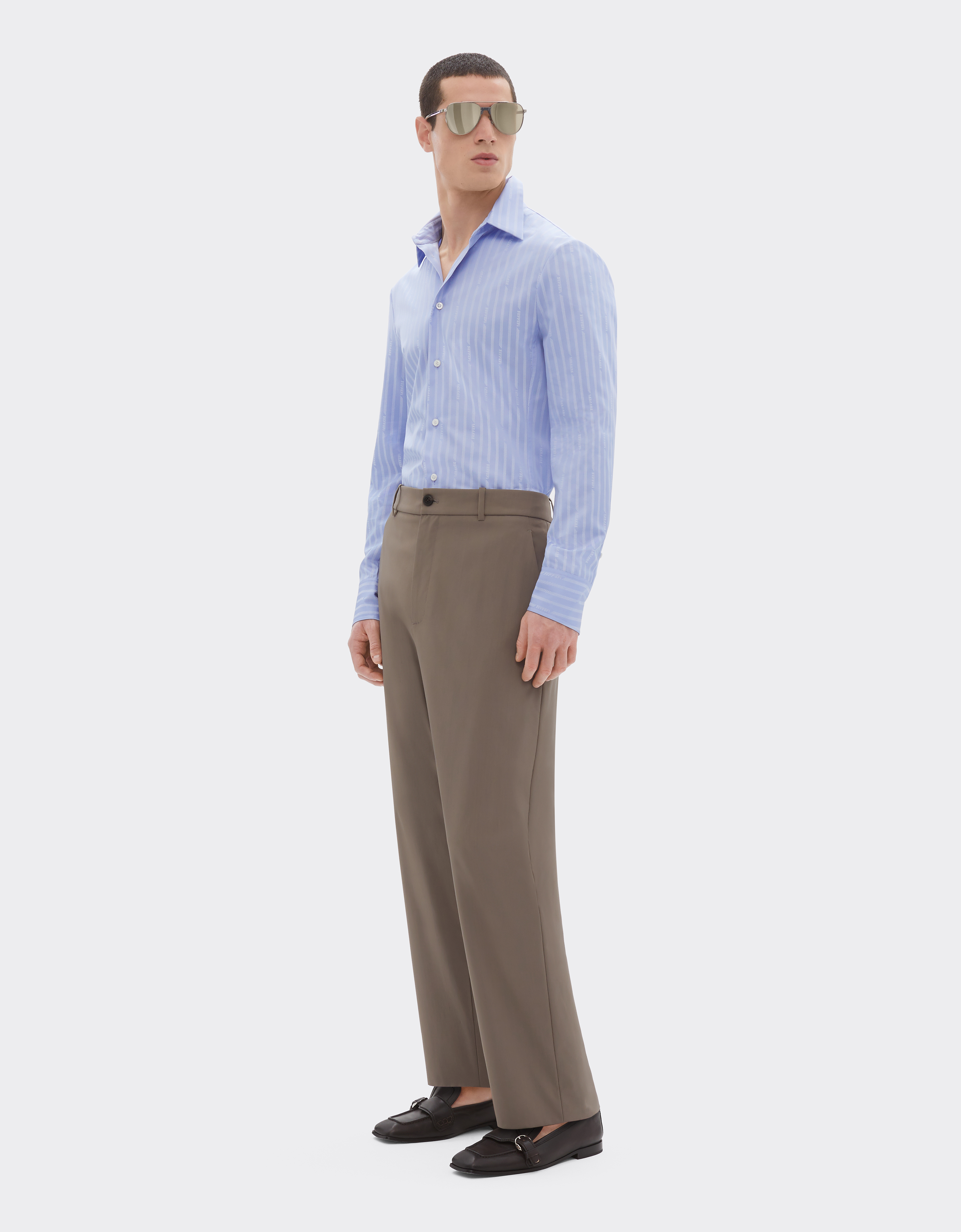  Ferrari Hemd Aus Baumwolle Mit Ferrari Monogram-motiv - Male Hemden Oxford Blue 46 